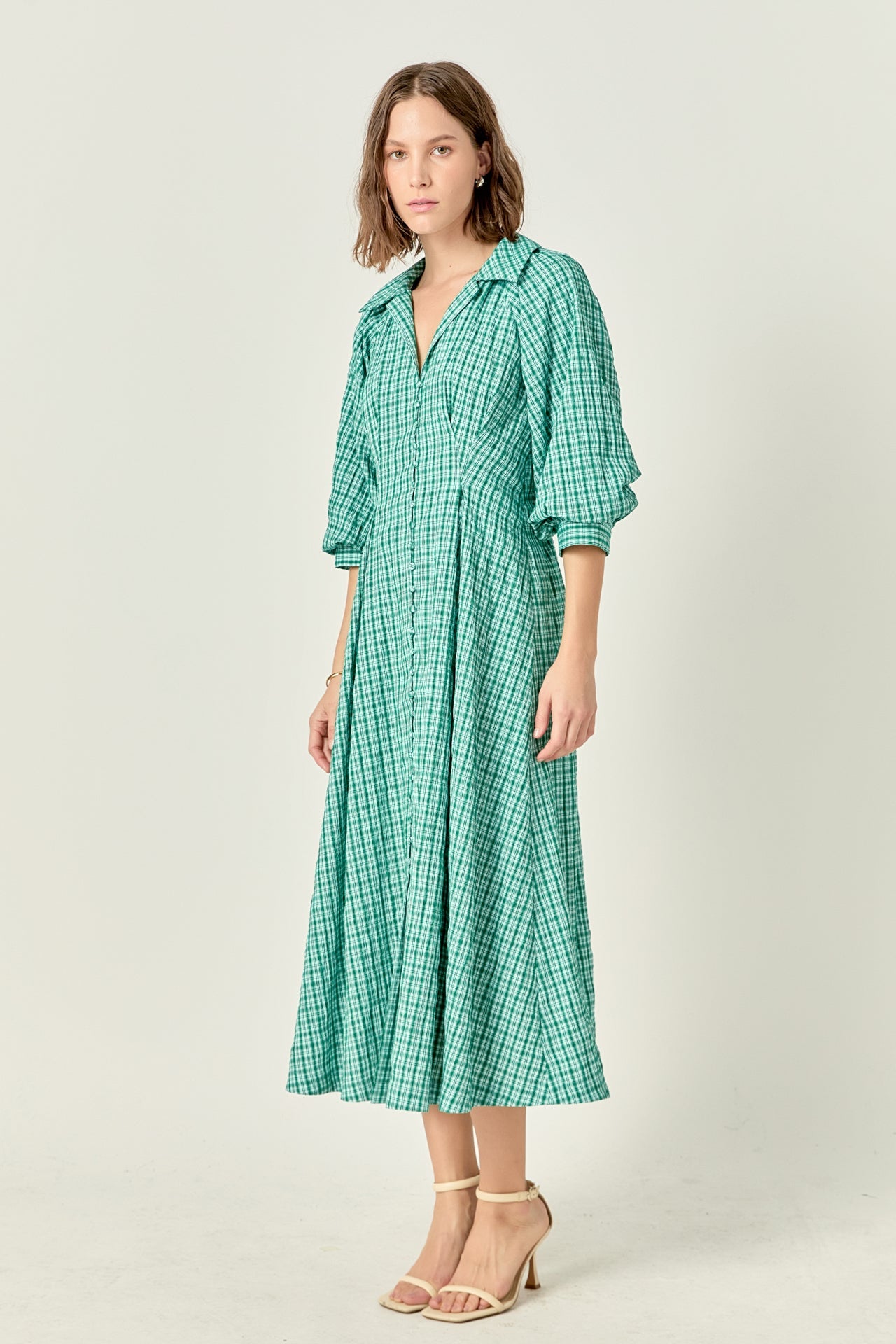 ENGLISH FACTORY - Volum Sleeves Shirt Midi Dress - DRESSES available at Objectrare