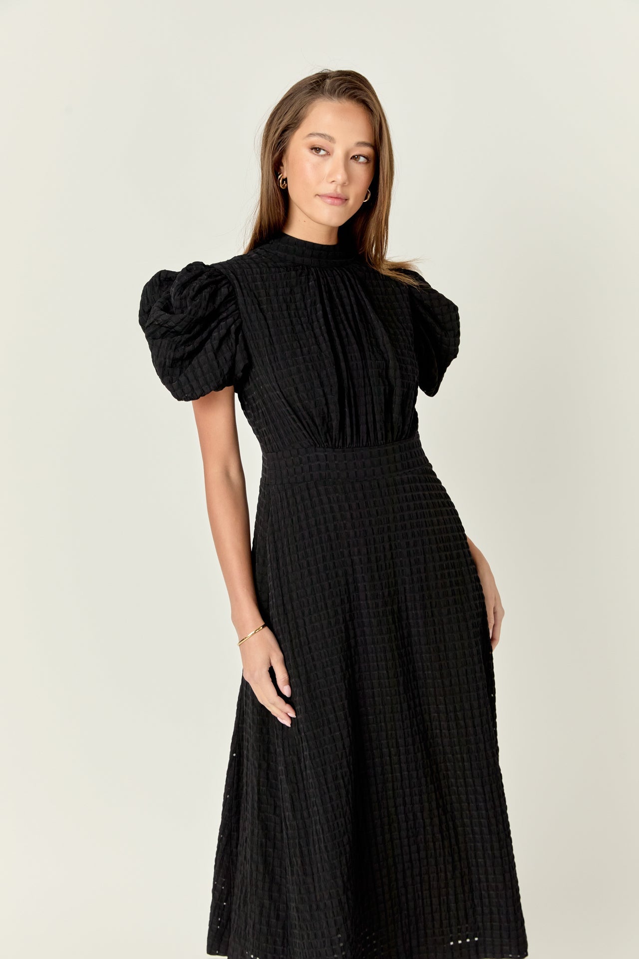 ENGLISH FACTORY - Puff Sleeves Midi Dress - DRESSES available at Objectrare