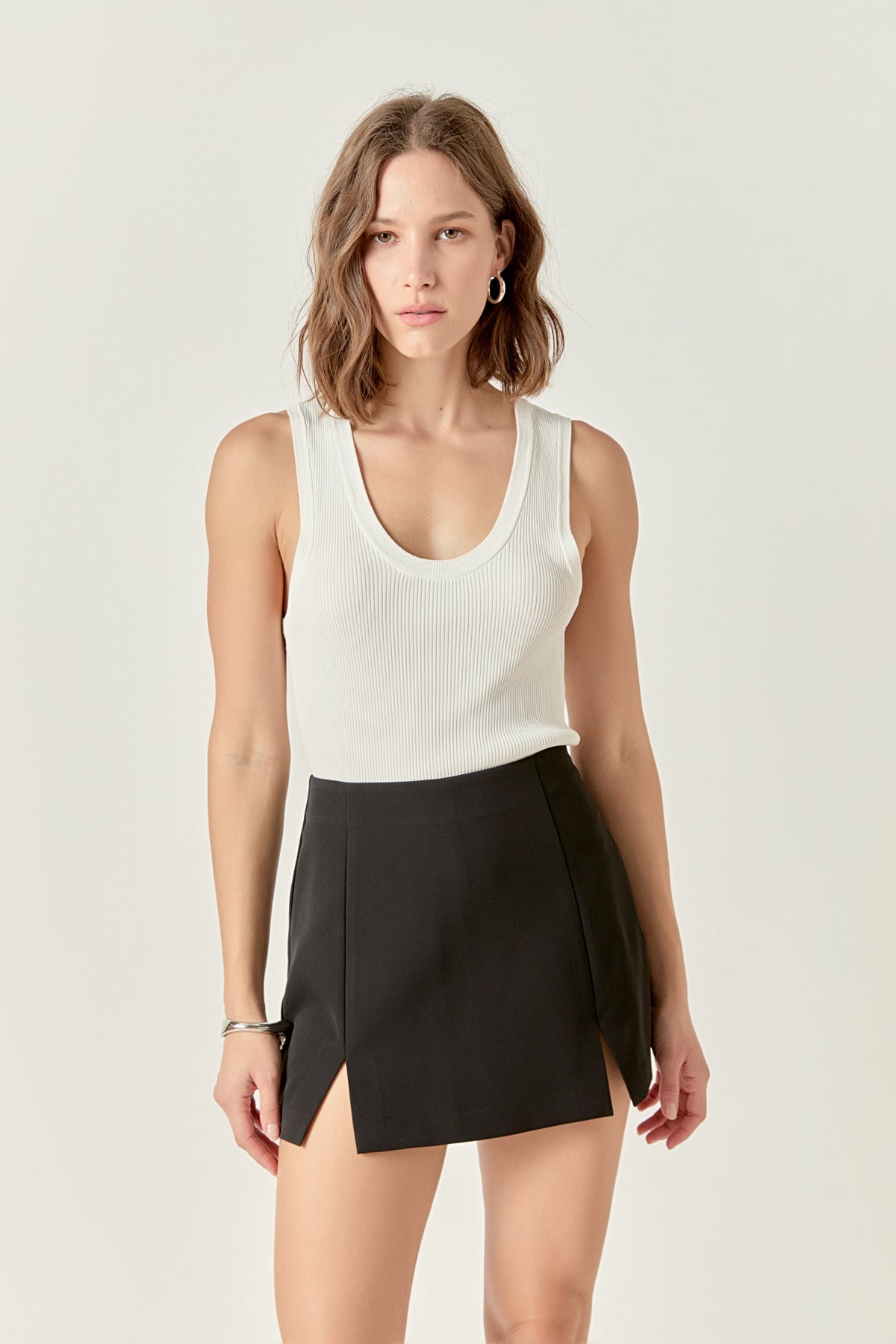 ENGLISH FACTORY - Side Slit Mini Skort - Black - SKORTS available at Objectrare