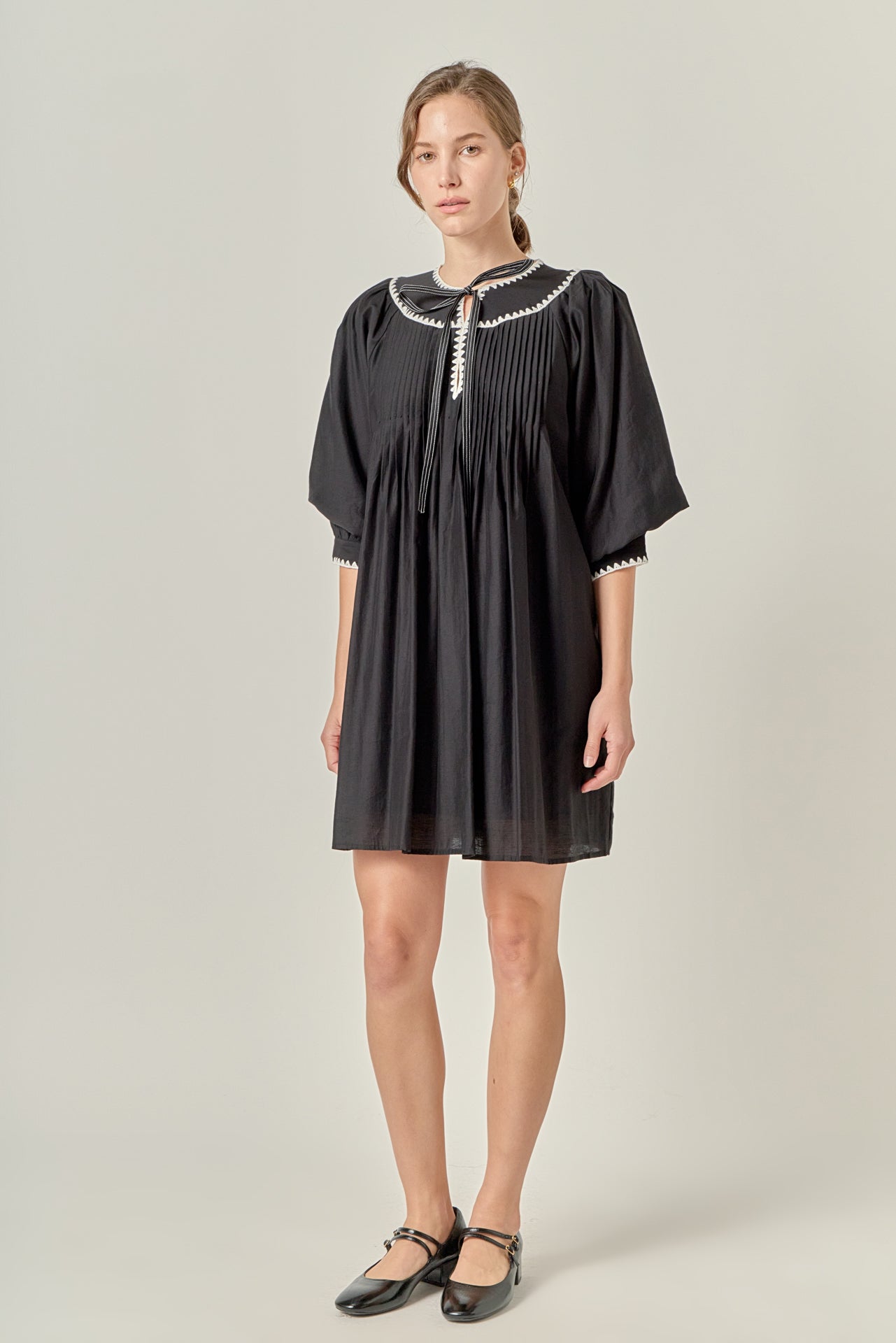 ENGLISH FACTORY - Embroidery Bow Detailed Mini Dress - DRESSES available at Objectrare