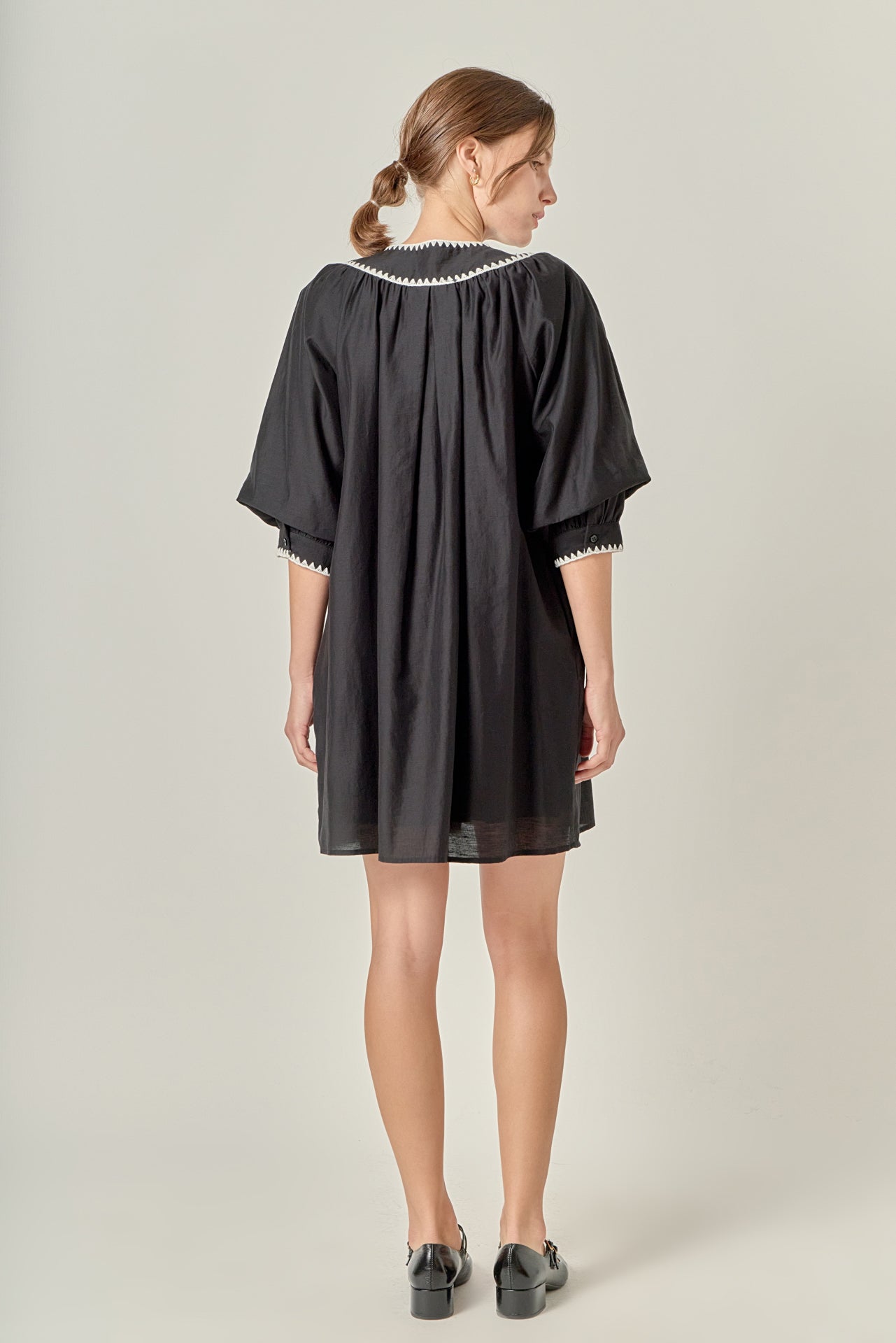 ENGLISH FACTORY - Embroidery Bow Detailed Mini Dress - DRESSES available at Objectrare