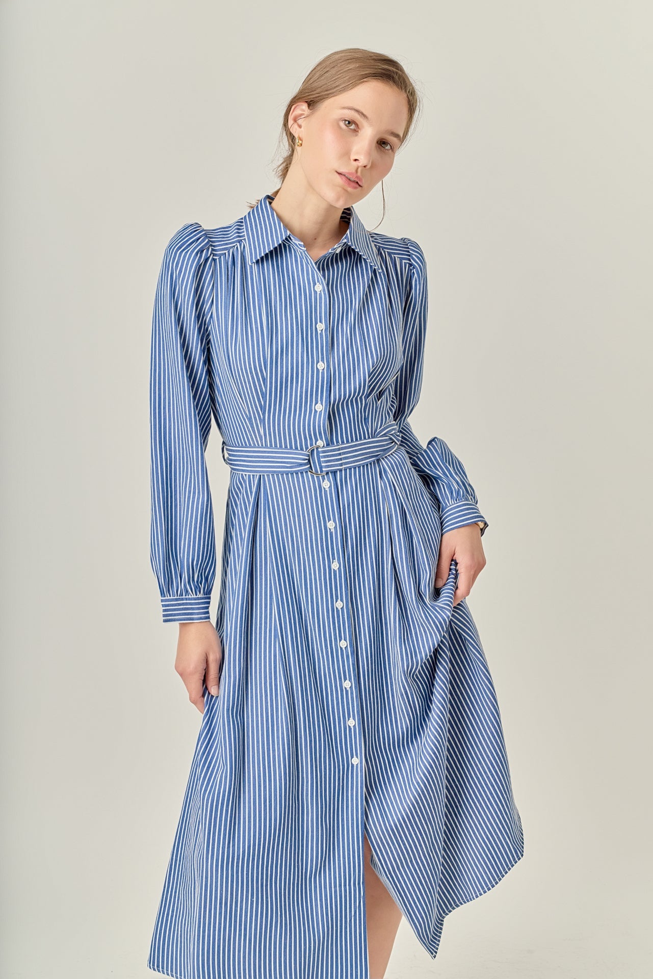ENGLISH FACTORY - Striped Shirt Midi Dress - DRESSES available at Objectrare