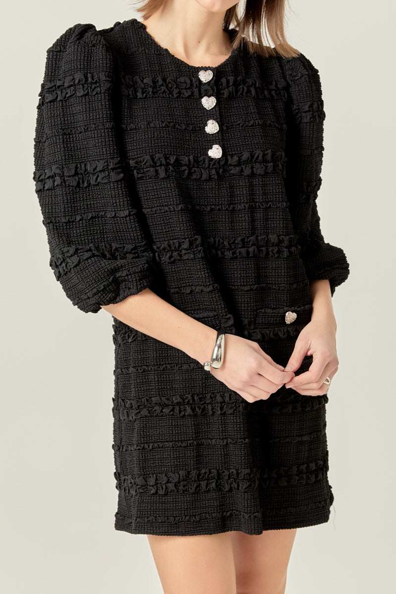ENGLISH FACTORY - Smocked Fabric Puff Sleeve Mini Dress - DRESSES available at Objectrare