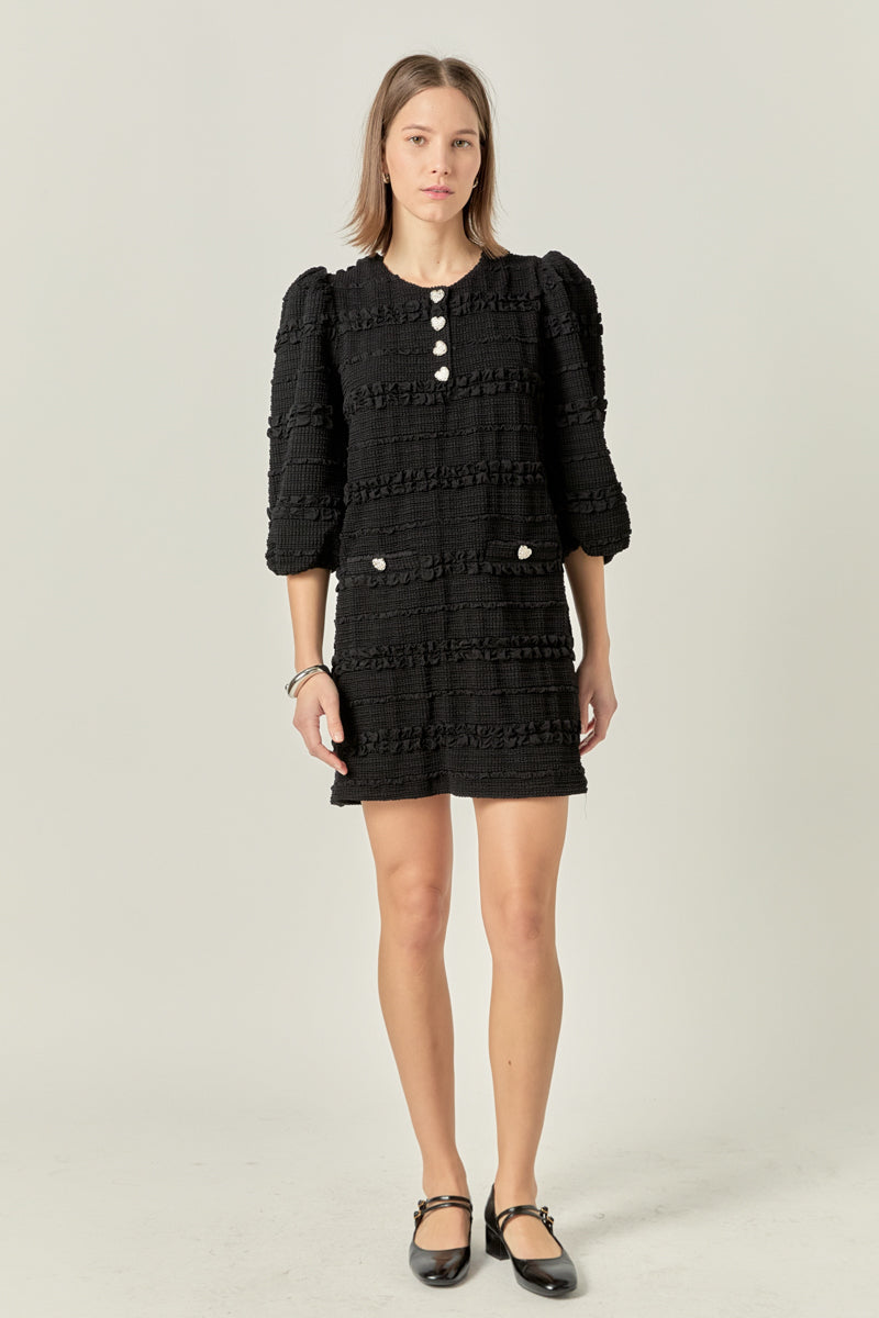 ENGLISH FACTORY - Smocked Fabric Puff Sleeve Mini Dress - DRESSES available at Objectrare