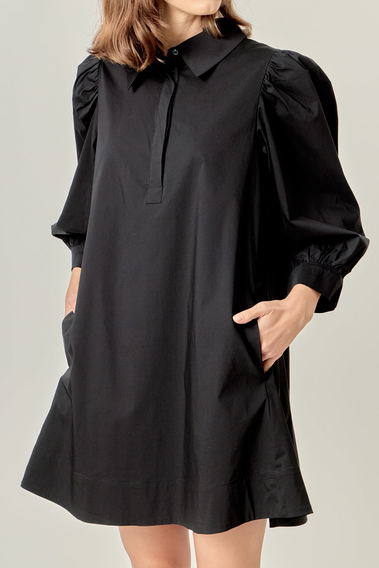 ENGLISH FACTORY - Puff Sleeve Shirt Mini Dress - DRESSES available at Objectrare