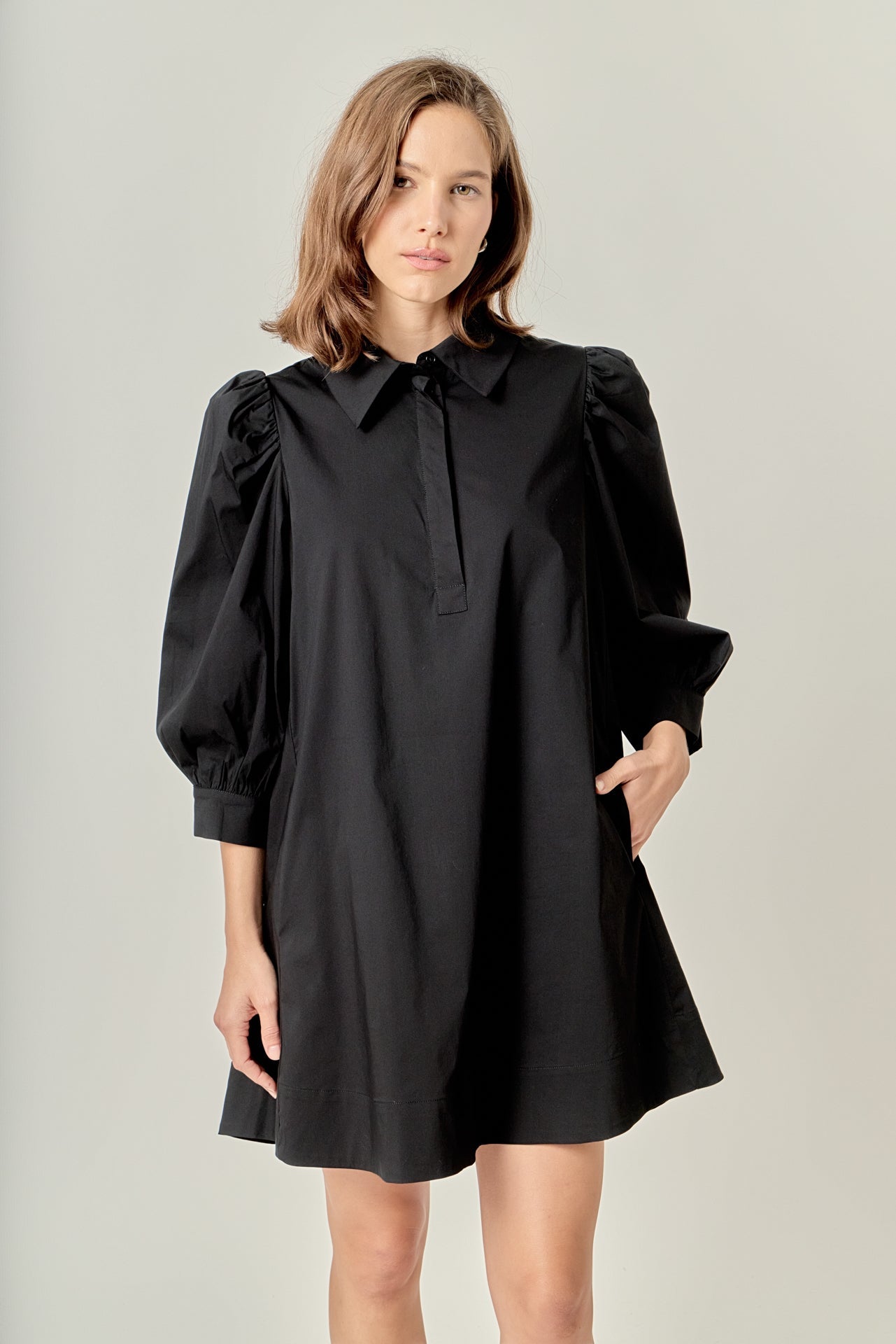 ENGLISH FACTORY - Puff Sleeve Shirt Mini Dress - DRESSES available at Objectrare