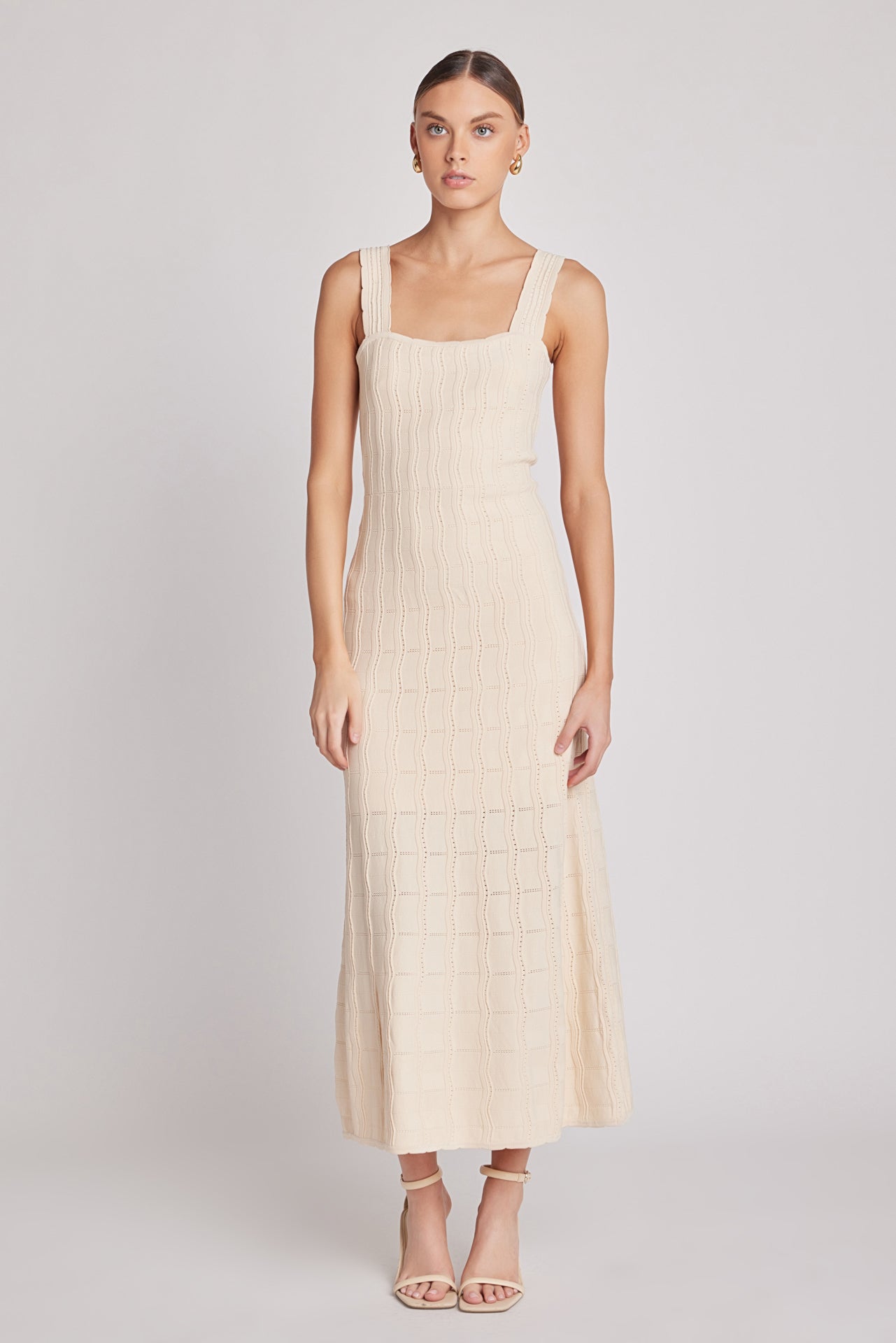 ENGLISH FACTORY - Scallop Knited Sleeveless Midi Dress - DRESSES available at Objectrare