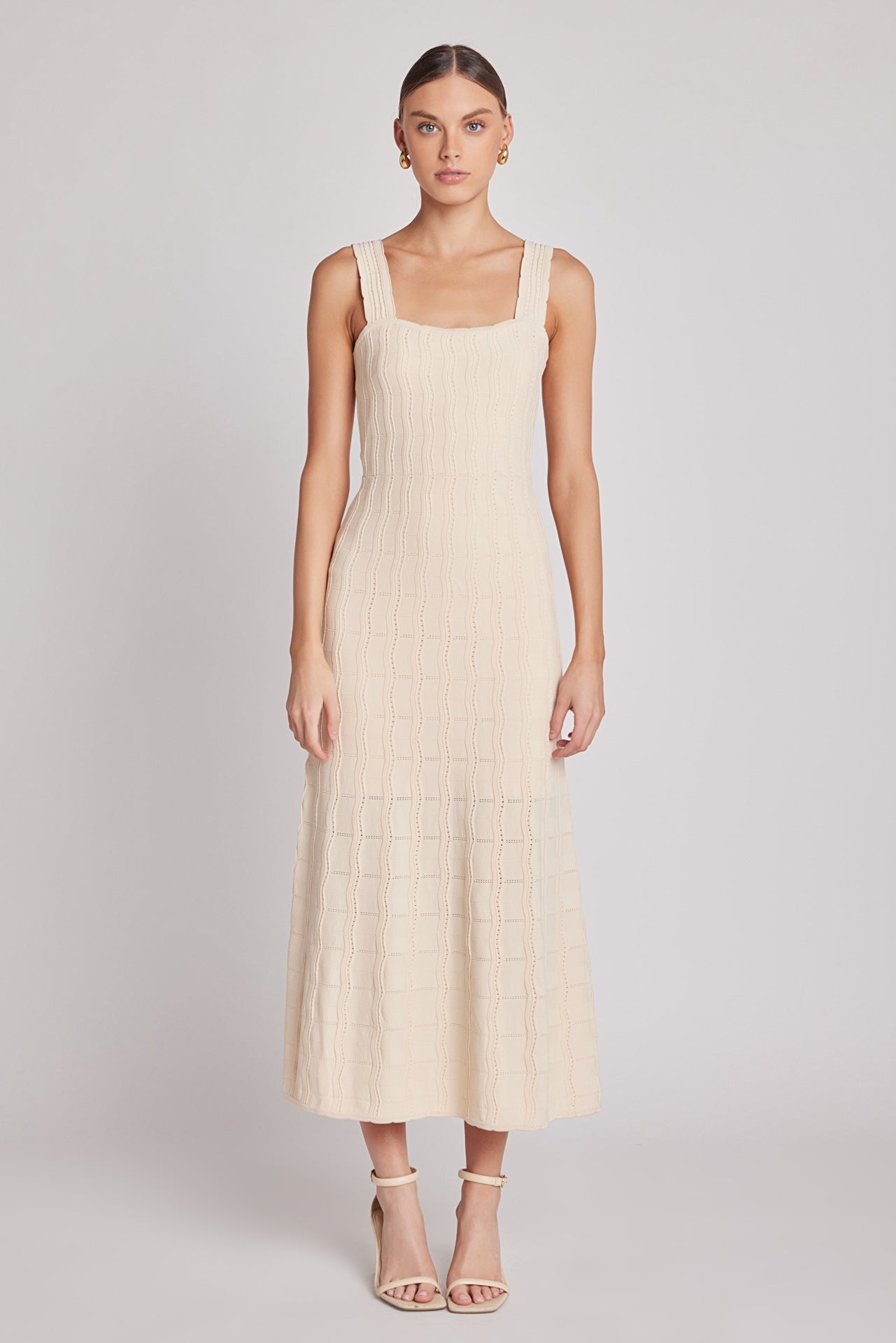 ENGLISH FACTORY - Scallop Knited Sleeveless Midi Dress - DRESSES available at Objectrare