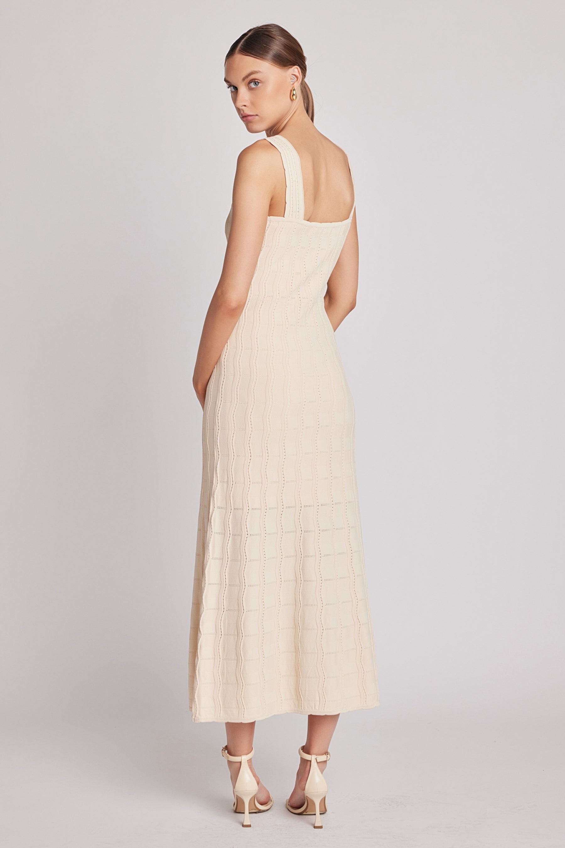 ENGLISH FACTORY - Scallop Knited Sleeveless Midi Dress - DRESSES available at Objectrare