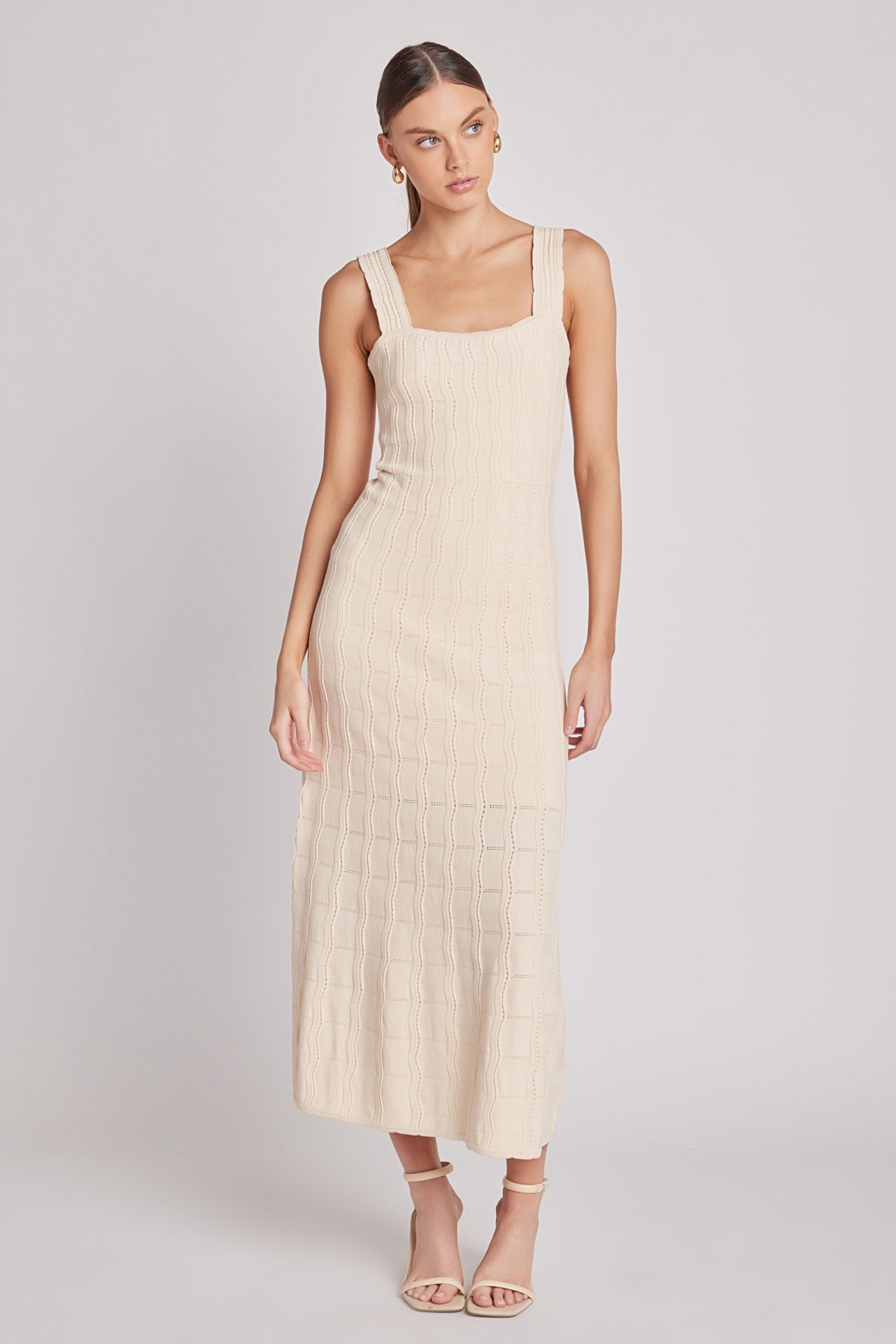 ENGLISH FACTORY - Scallop Knited Sleeveless Midi Dress - DRESSES available at Objectrare