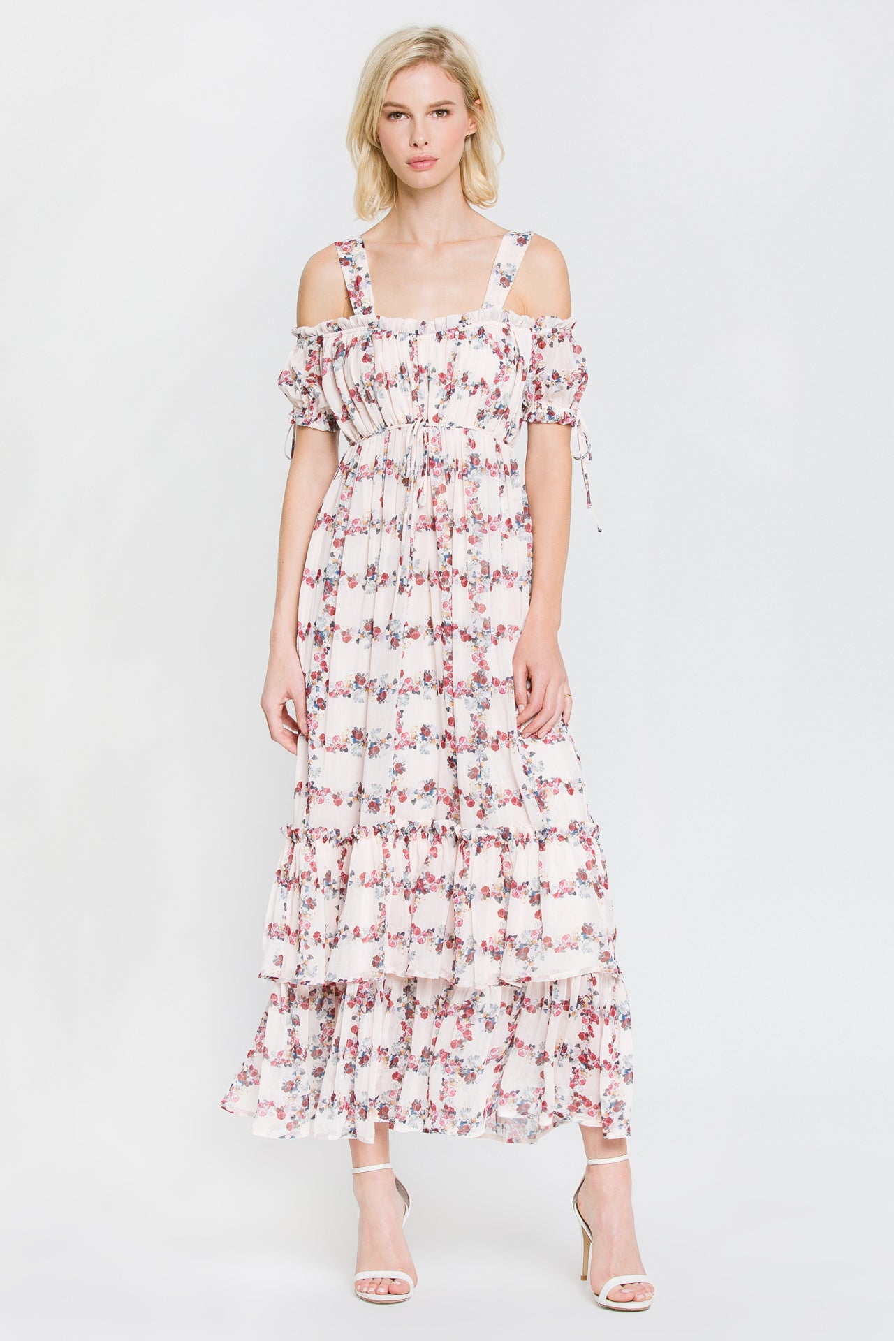 Fence Of Roses Ruffled Maxi Dress