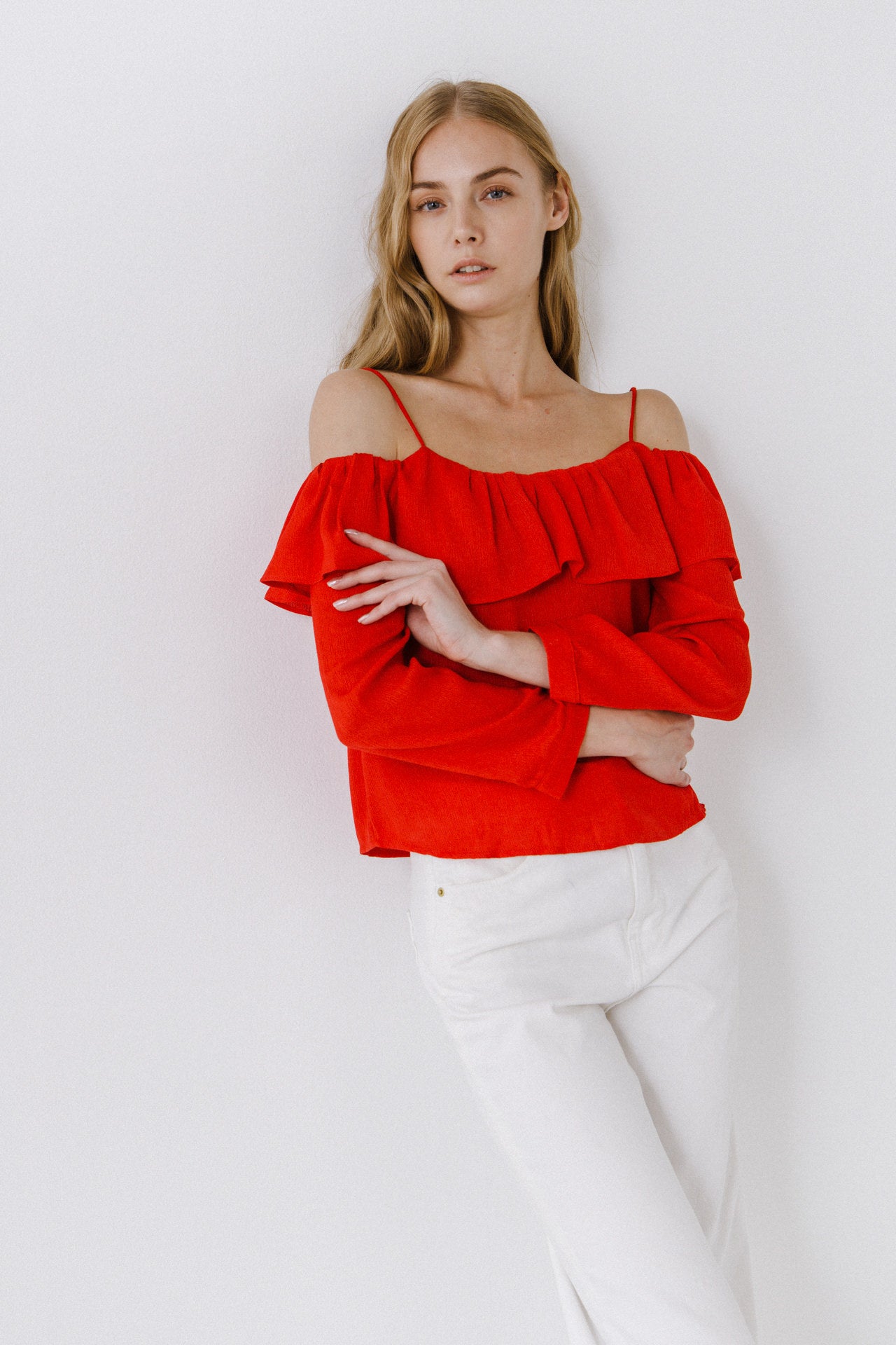 Ruffle Neckline Blouse
