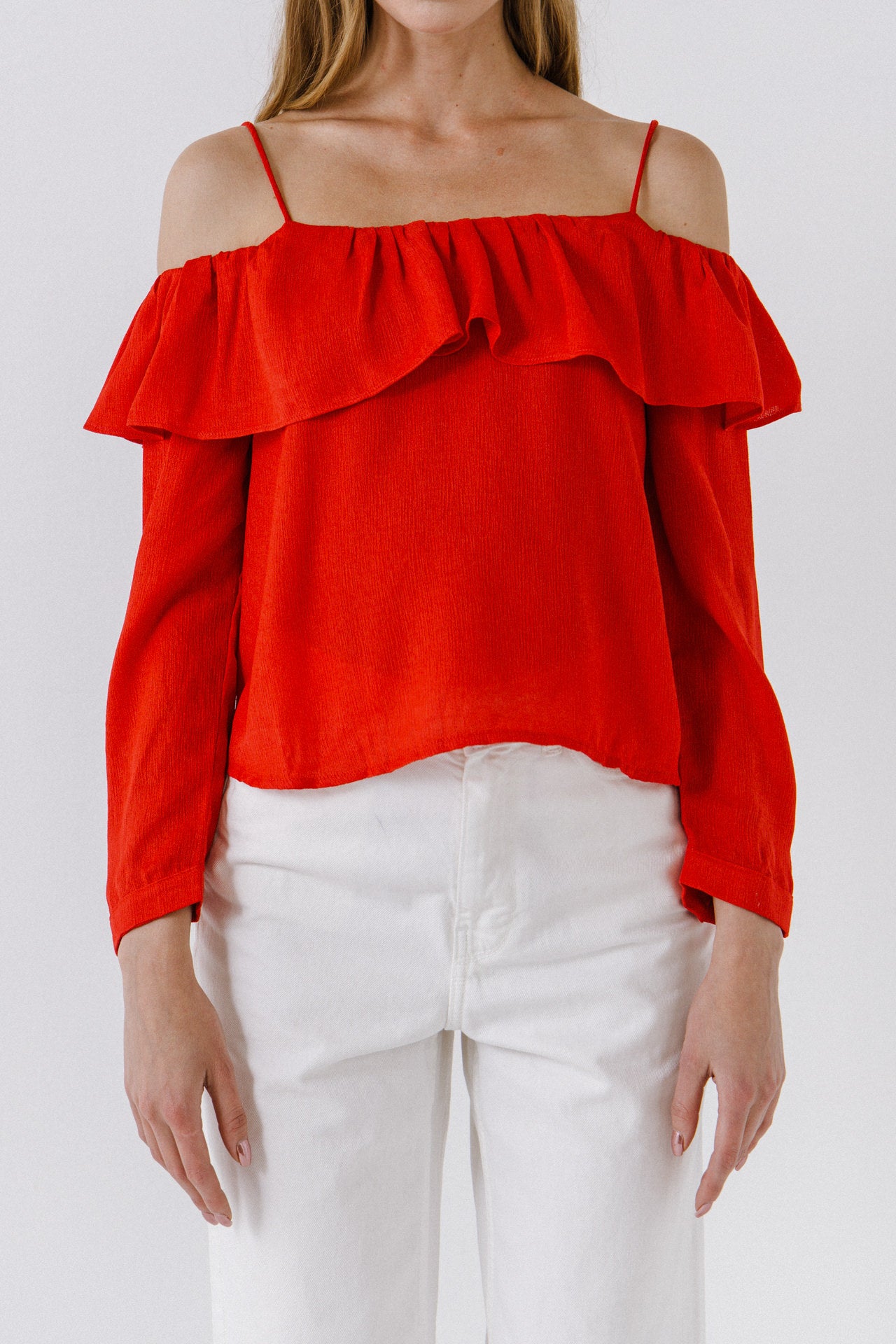 Ruffle Neckline Blouse