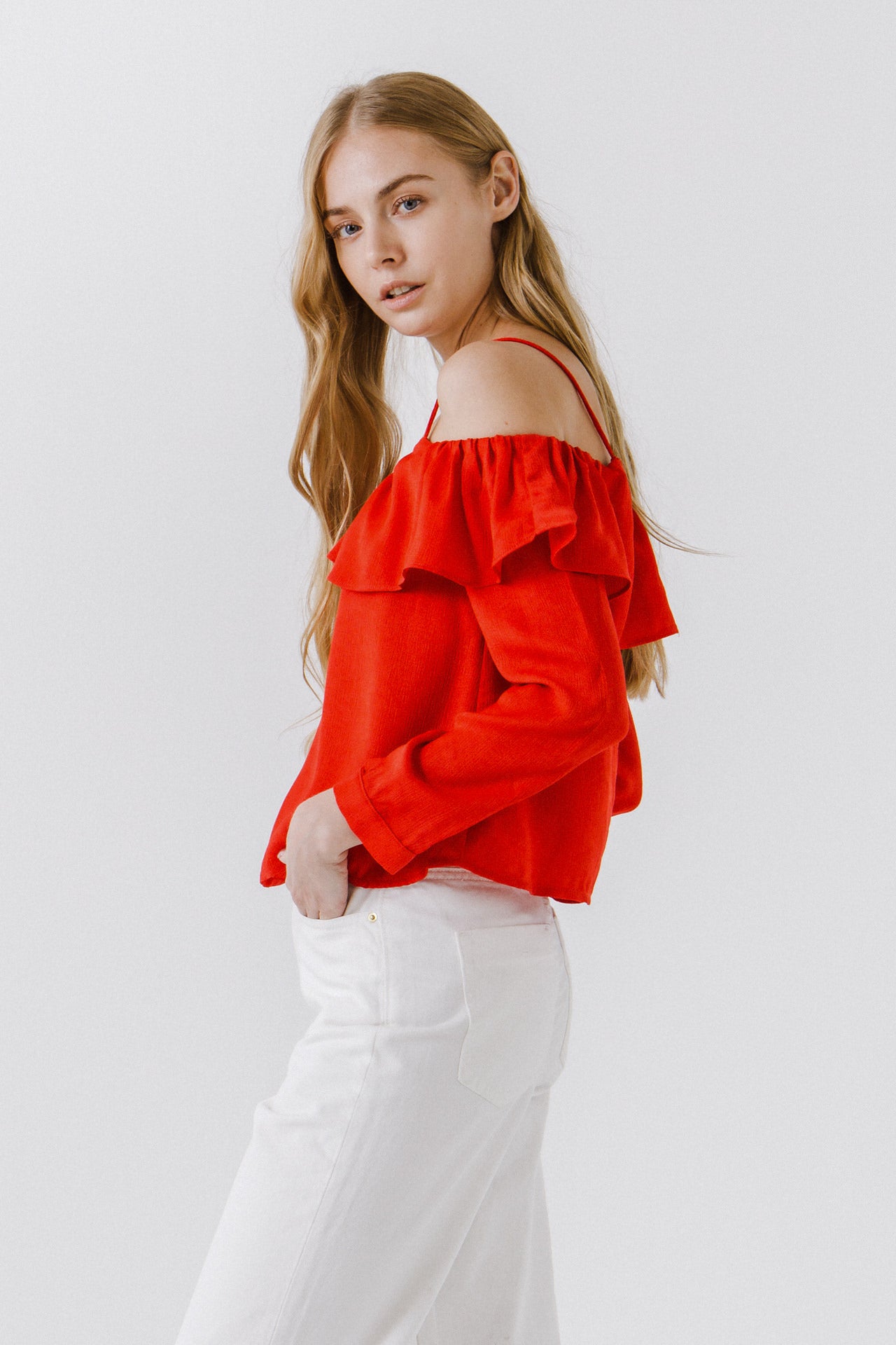 Ruffle Neckline Blouse
