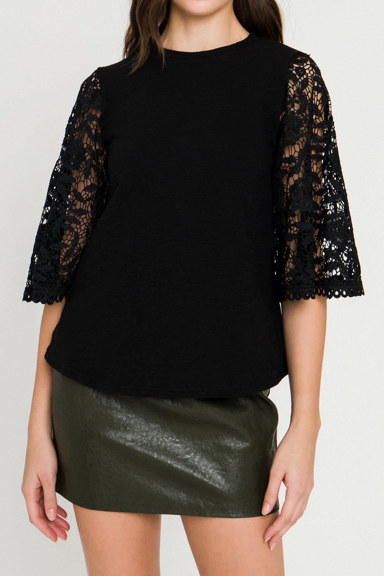 Knit Top with Crochet Bell Sleeves