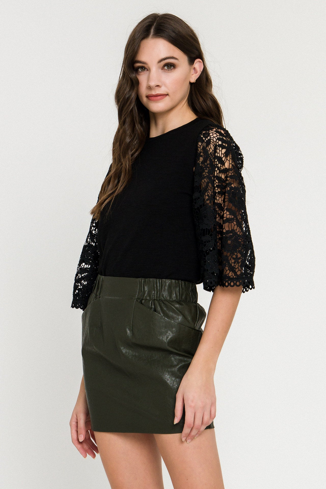 Knit Top with Crochet Bell Sleeves