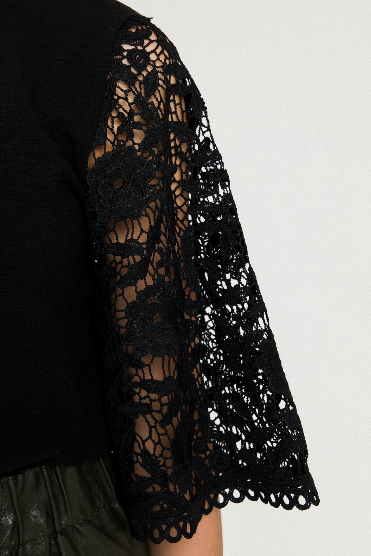 Knit Top with Crochet Bell Sleeves