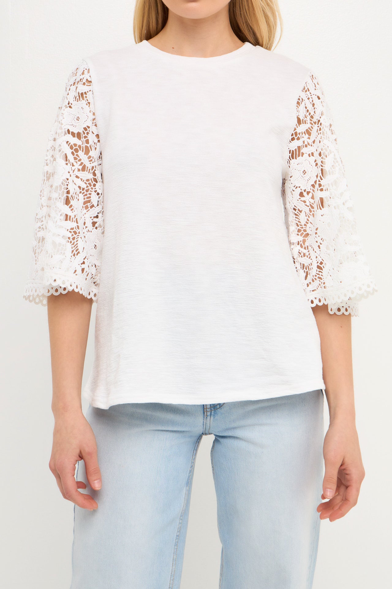 Knit Top with Crochet Bell Sleeves