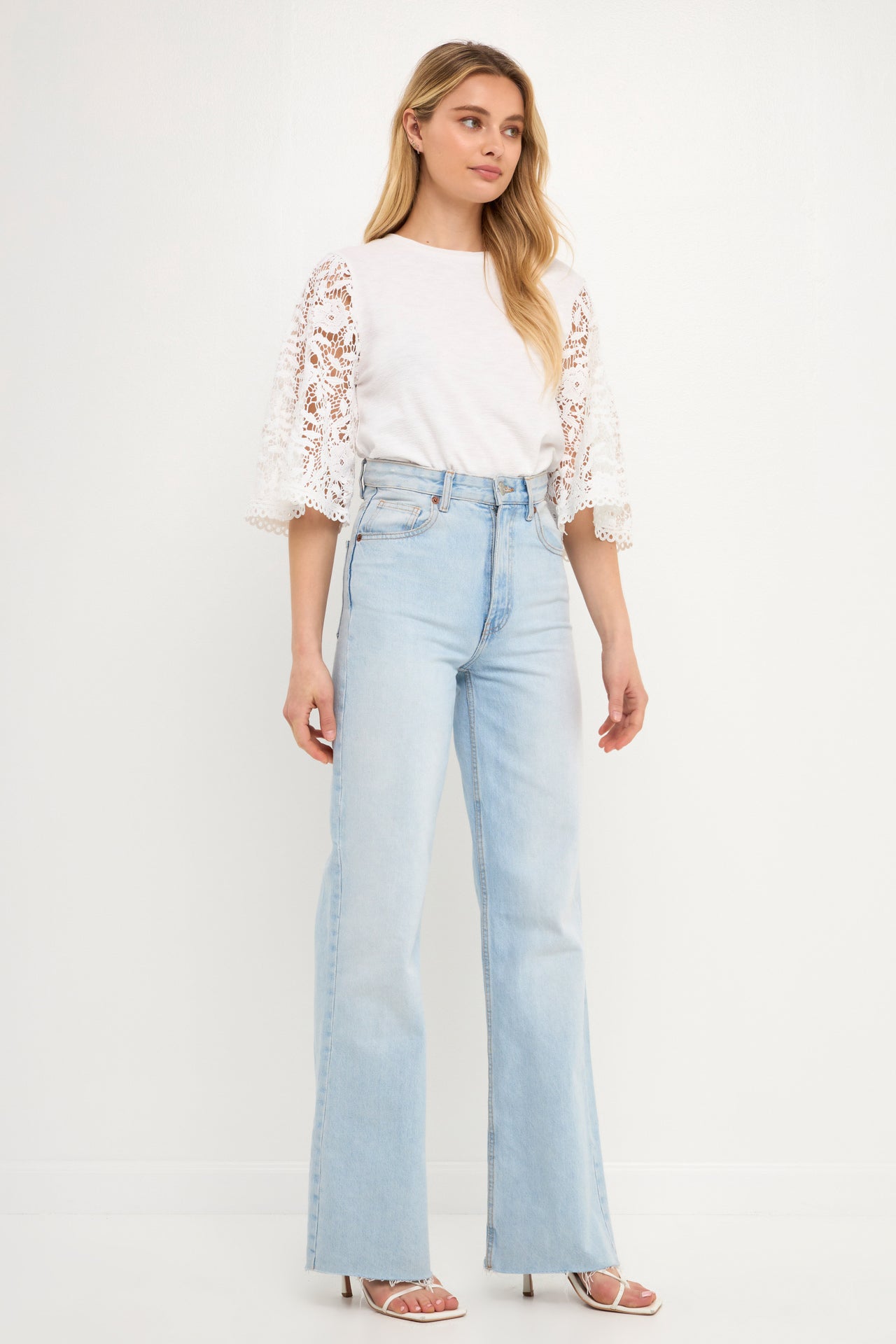 Knit Top with Crochet Bell Sleeves