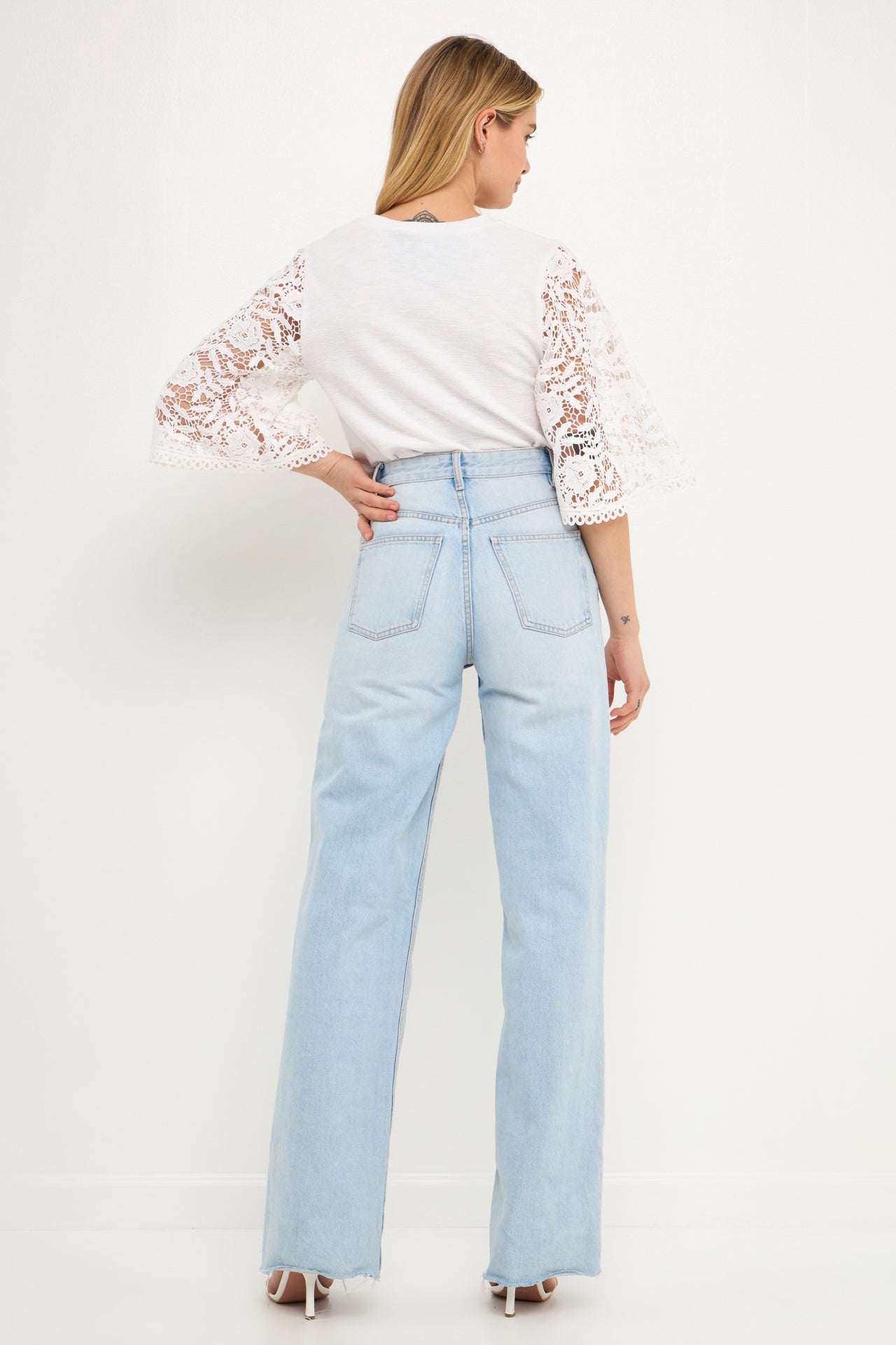 Knit Top with Crochet Bell Sleeves