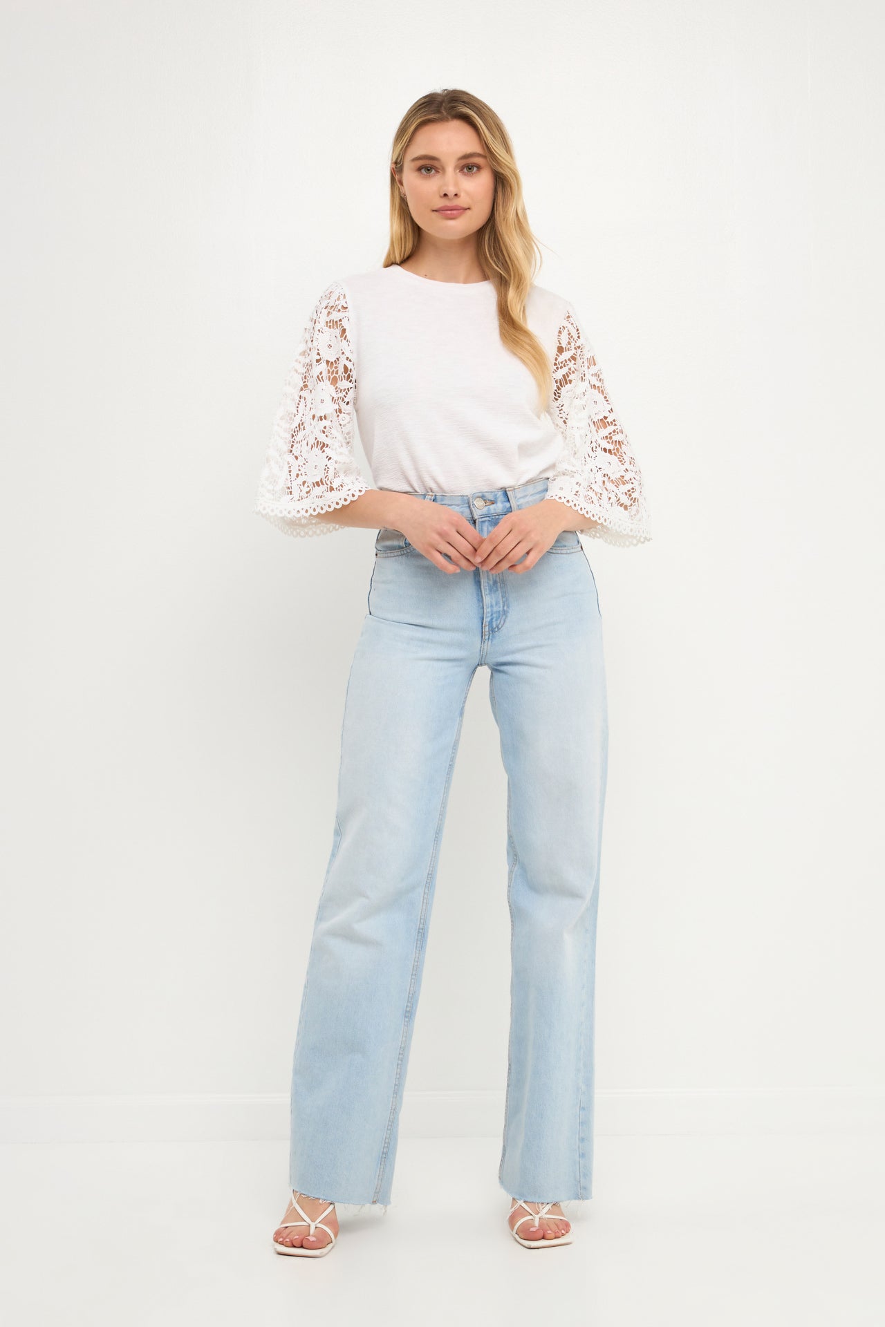 Knit Top with Crochet Bell Sleeves