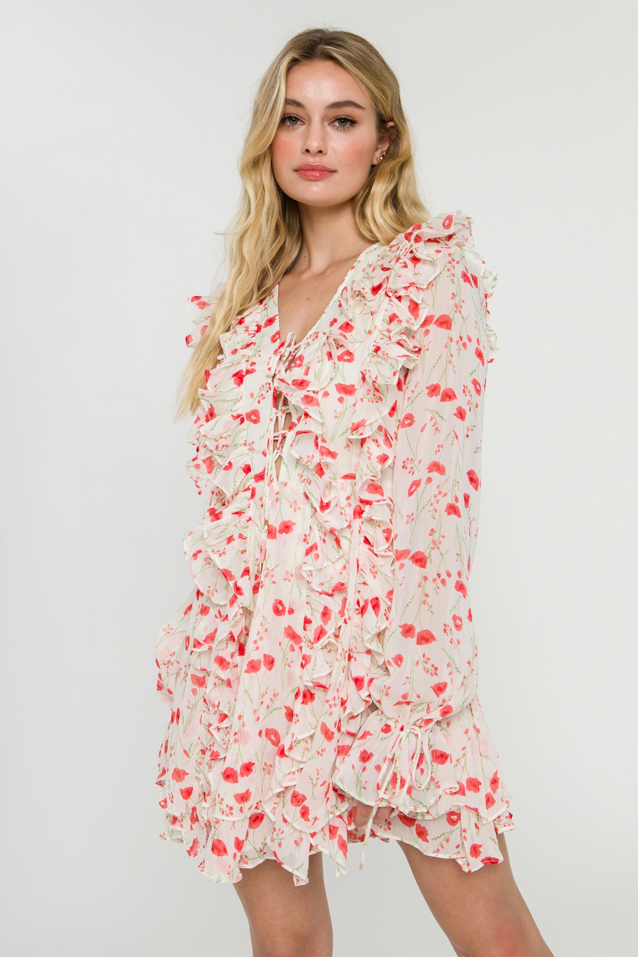 ENDLESS ROSE - Floral Ruffle Detail Dress - DRESSES available at Objectrare