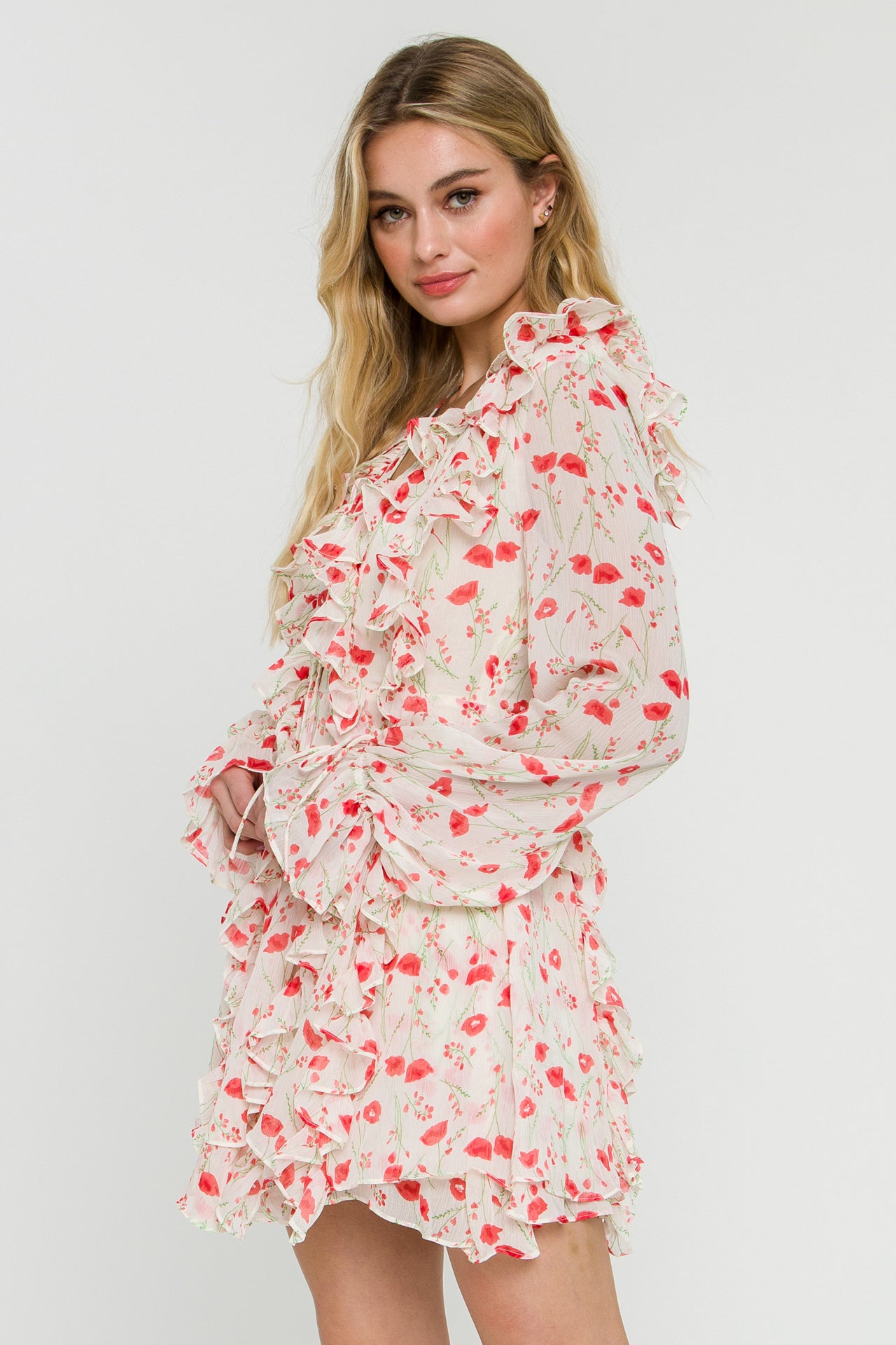 ENDLESS ROSE - Floral Ruffle Detail Dress - DRESSES available at Objectrare