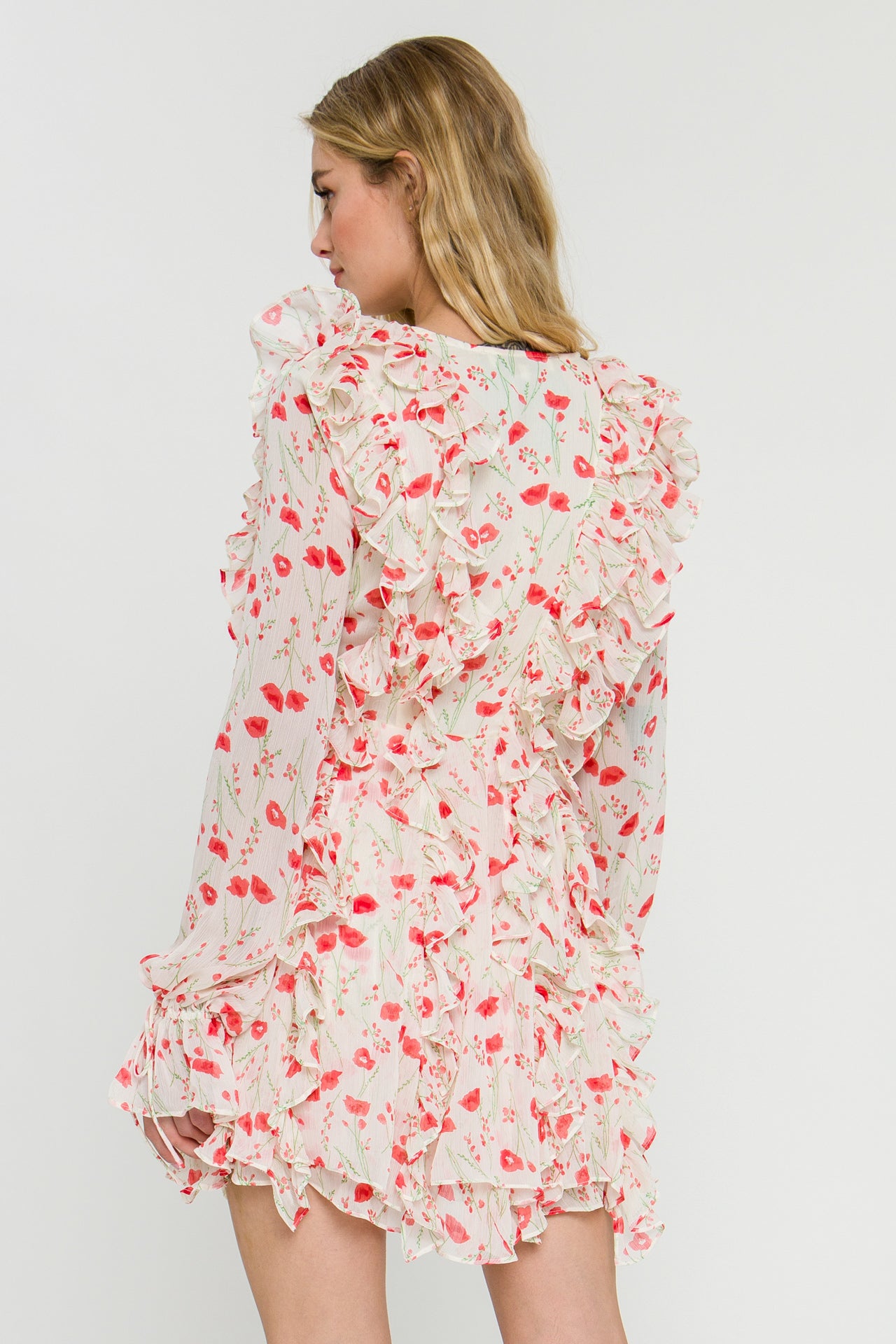 ENDLESS ROSE - Floral Ruffle Detail Dress - DRESSES available at Objectrare