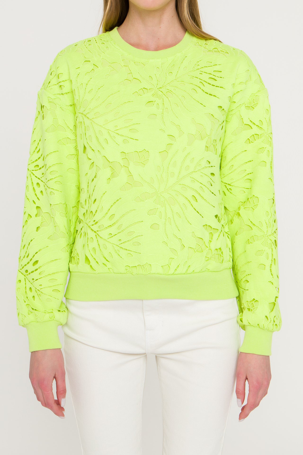 ENDLESS ROSE - All Over Lace Sweatshirt - TOPS available at Objectrare