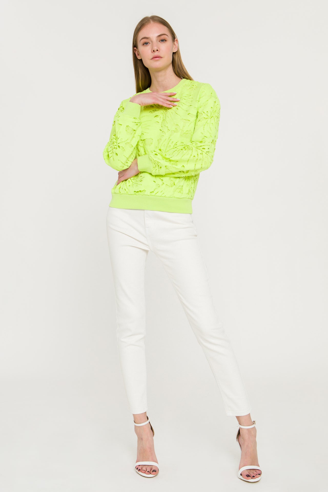 ENDLESS ROSE - All Over Lace Sweatshirt - TOPS available at Objectrare