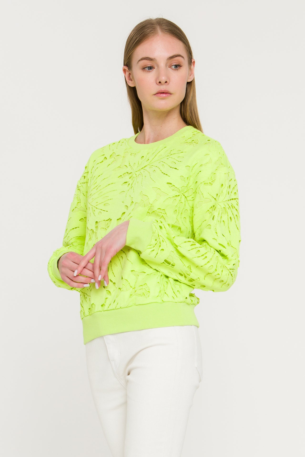 ENDLESS ROSE - All Over Lace Sweatshirt - TOPS available at Objectrare
