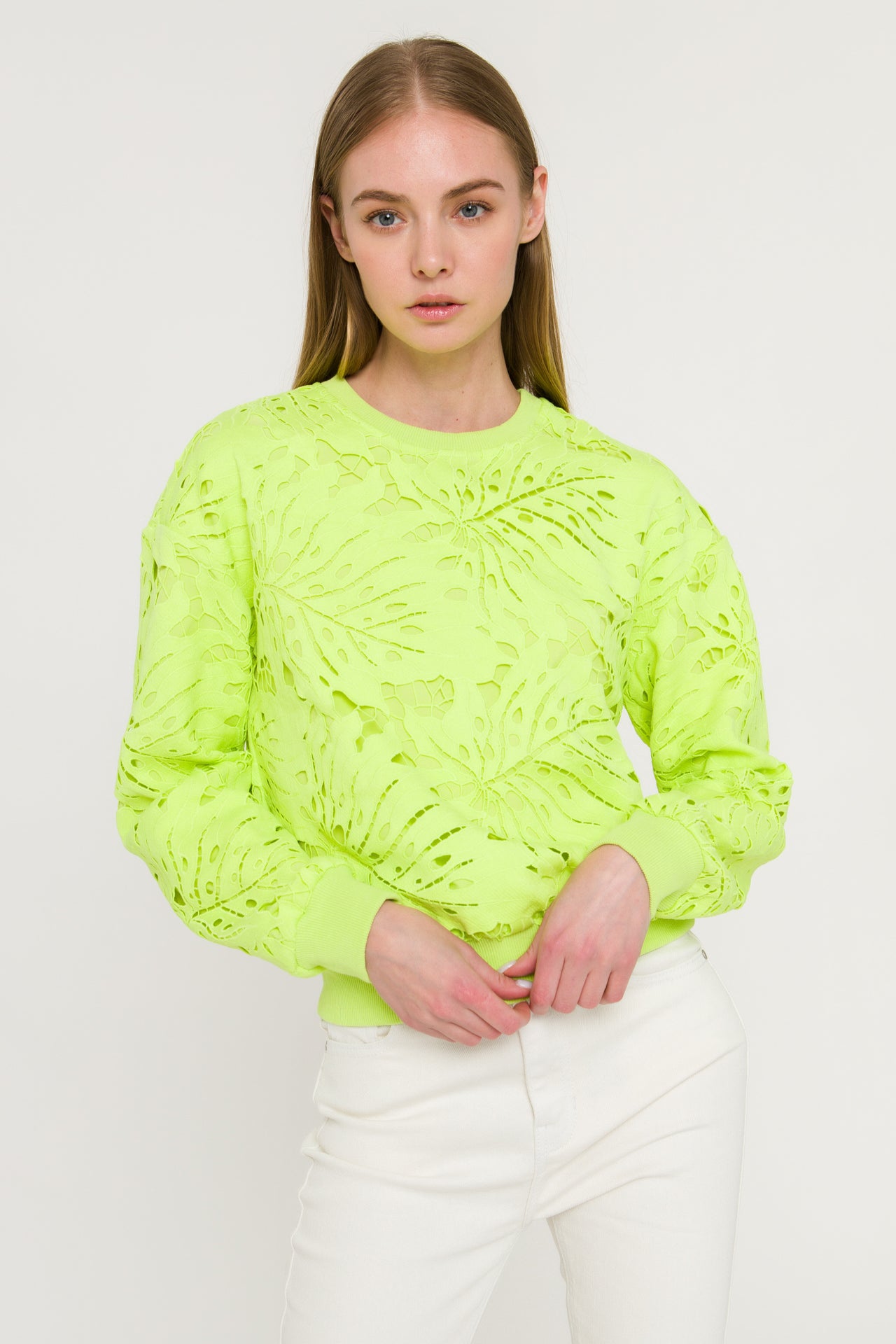 ENDLESS ROSE - All Over Lace Sweatshirt - TOPS available at Objectrare