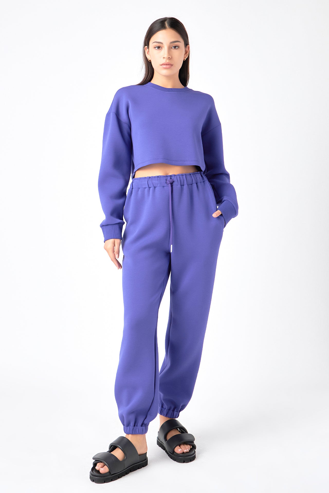 GREY LAB - Loungewear Cropped Sweatshirt - HOODIES & SWEATSHIRTS available at Objectrare
