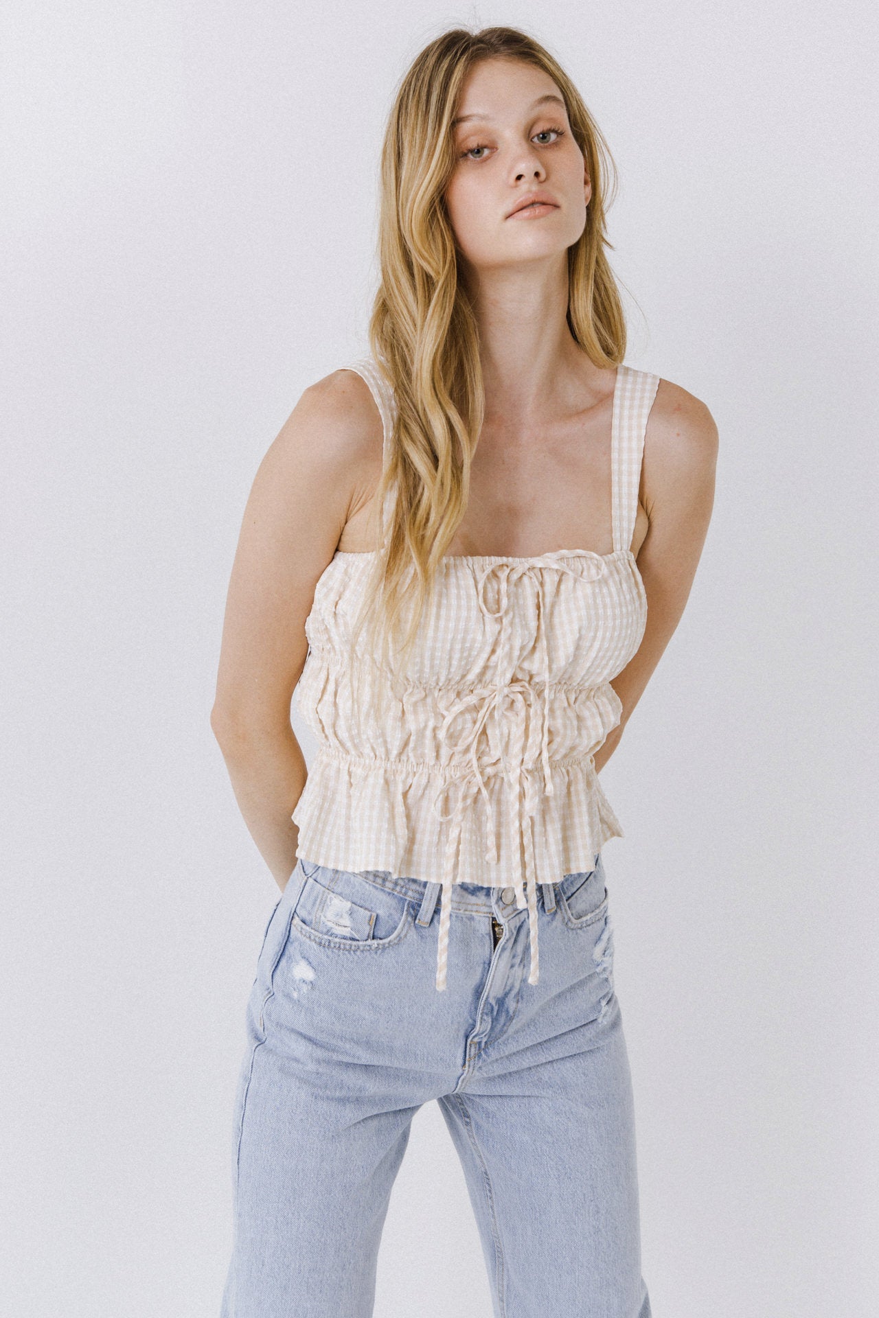 ENGLISH FACTORY - Women Woven Sleeveless Shirred Blouse - TOPS available at Objectrare