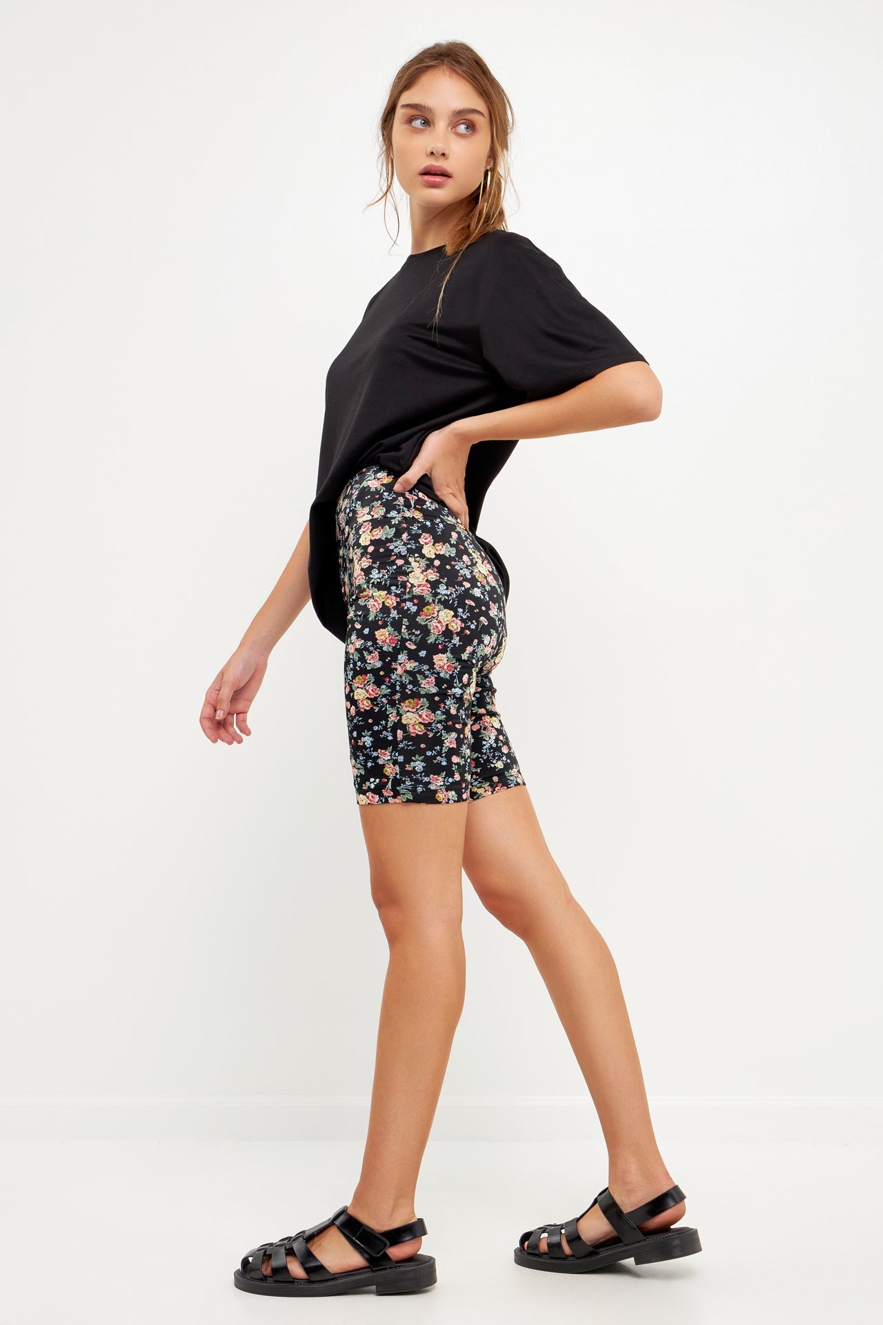 GREY LAB - Floral Print Bike Shorts - BIKER SHORT available at Objectrare