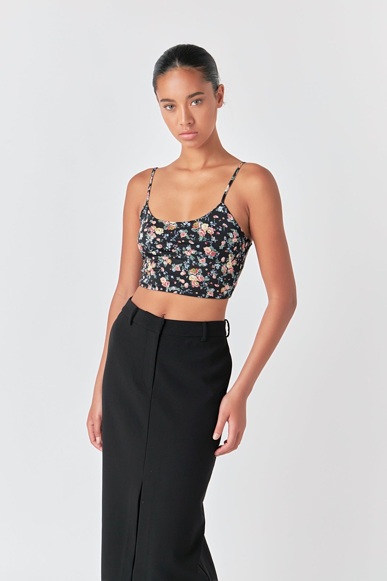 GREY LAB - Floral Cropped Tank - CAMI TOPS & TANK available at Objectrare