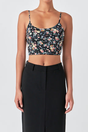 GREY LAB - Floral Cropped Tank - TOPS available at Objectrare