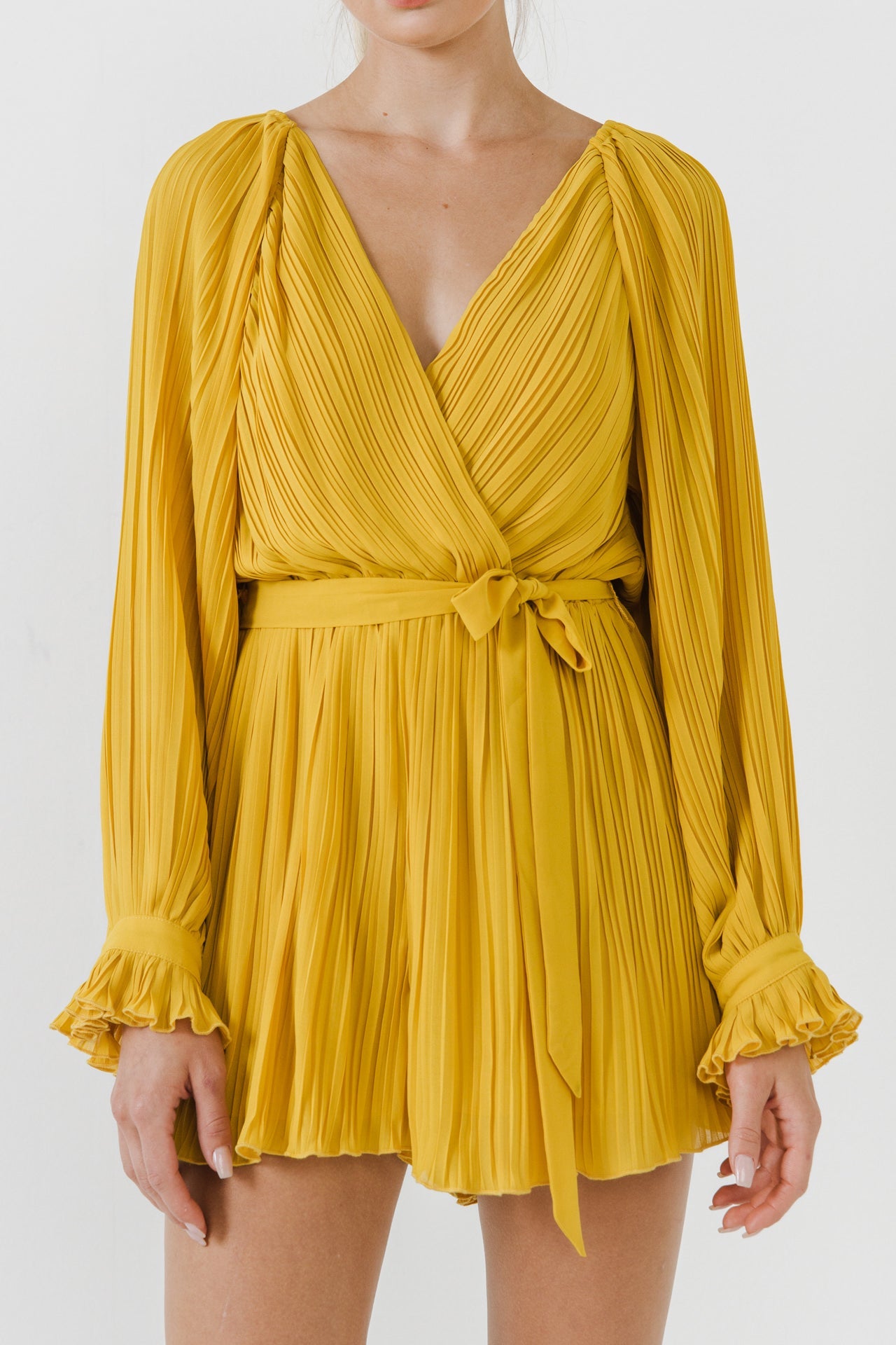 ENDLESS ROSE - Pleated Surplice Romper - ROMPERS available at Objectrare