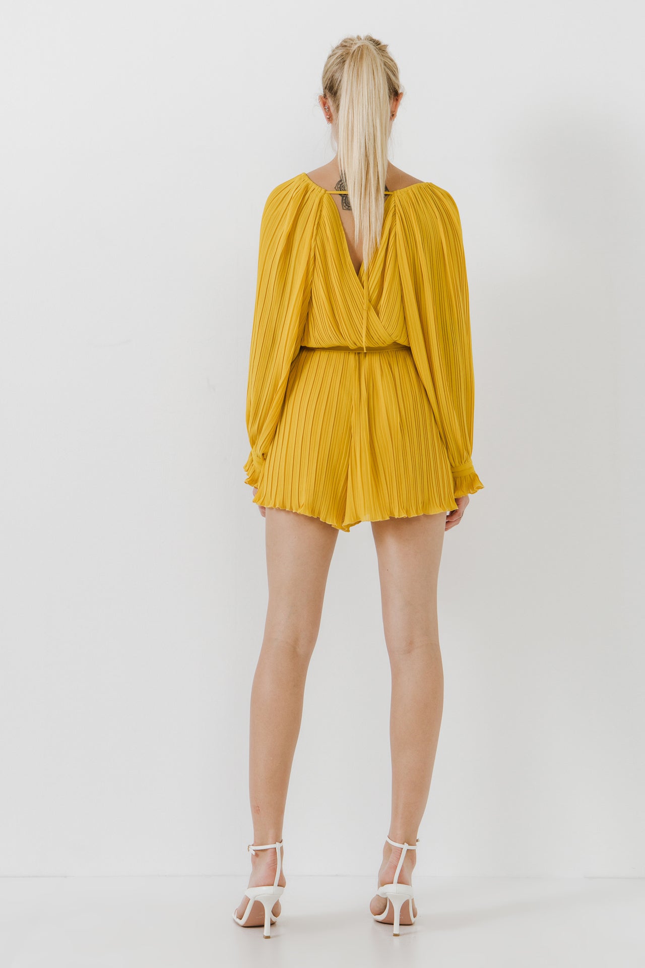 ENDLESS ROSE - Pleated Surplice Romper - ROMPERS available at Objectrare
