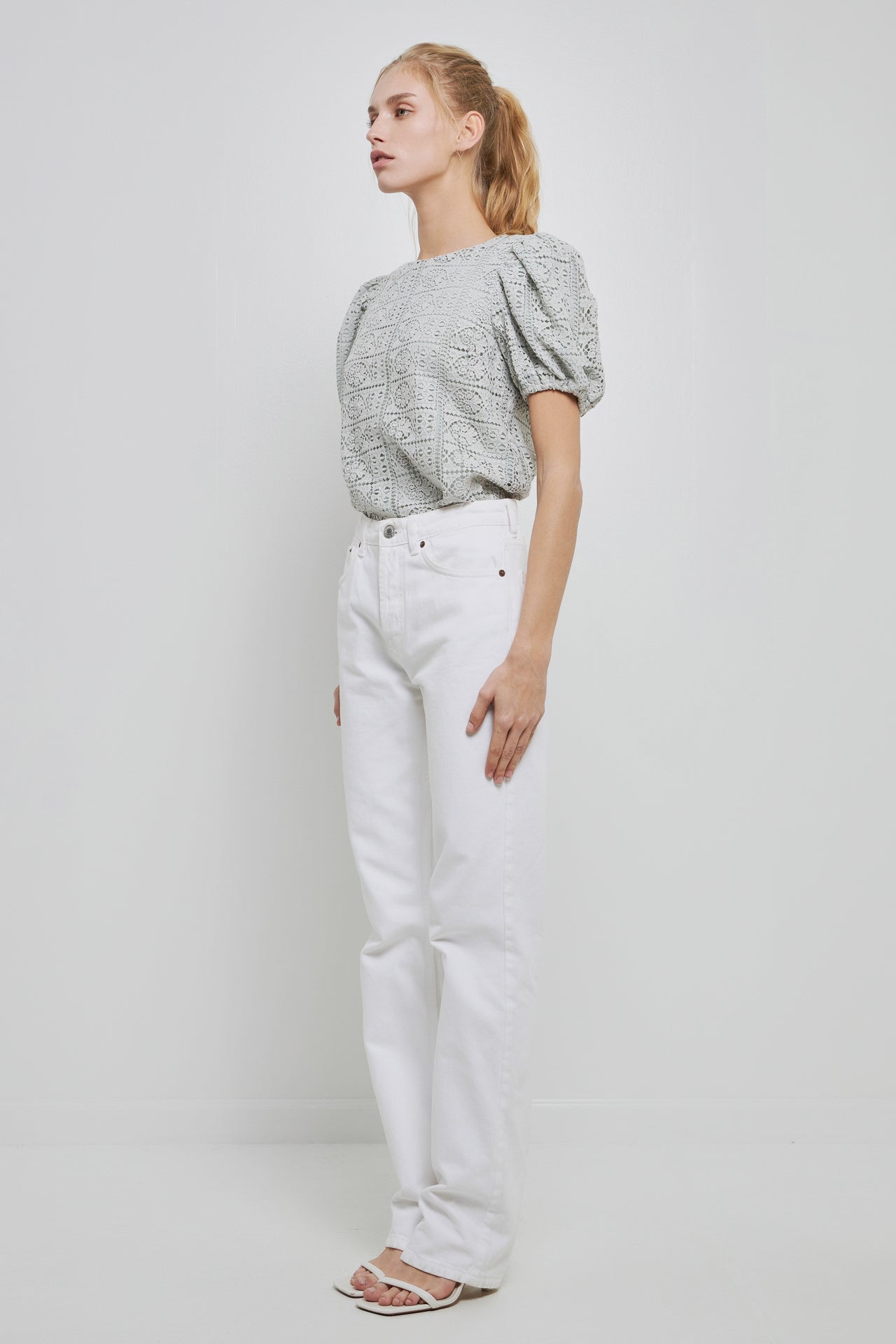 Puff Sleeve Lace Top