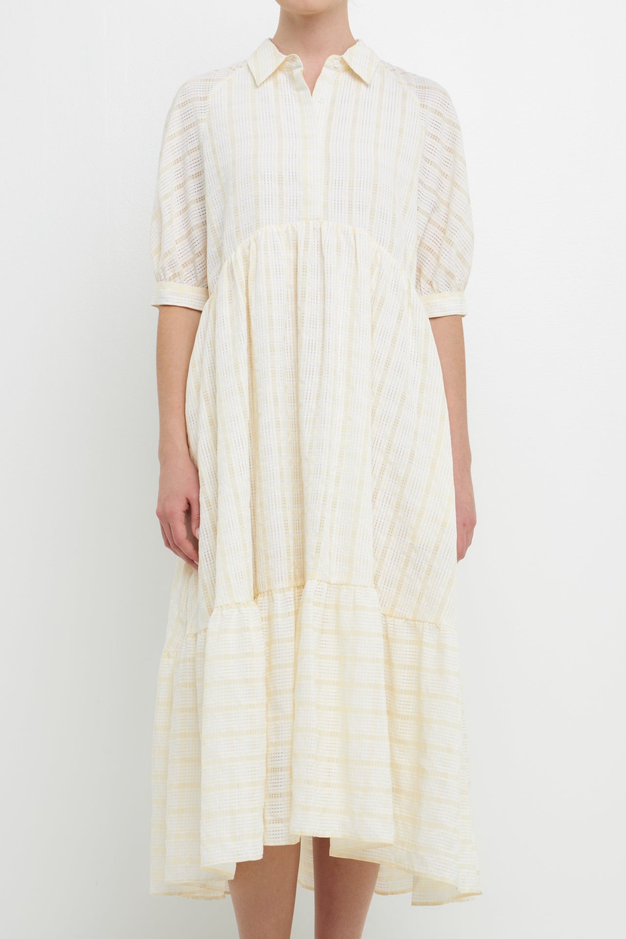ENGLISH FACTORY - English Factory - Plaid Collared Midi Dress - DRESSES available at Objectrare