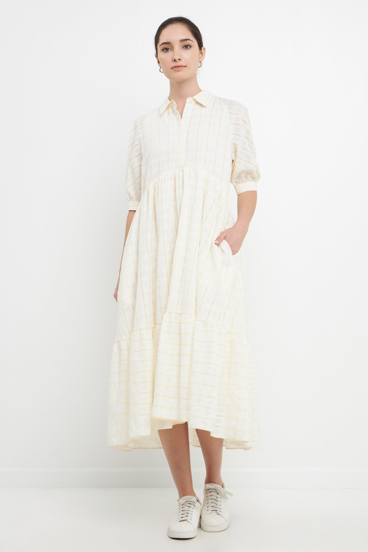 ENGLISH FACTORY - English Factory - Plaid Collared Midi Dress - DRESSES available at Objectrare