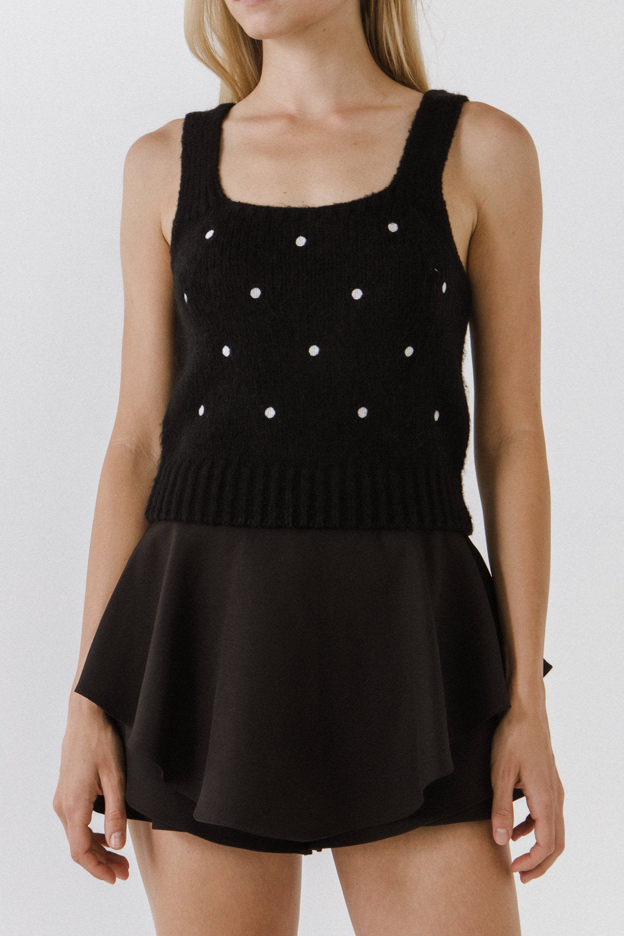 ENGLISH FACTORY - Dot Sweater Tank Top - TOPS available at Objectrare