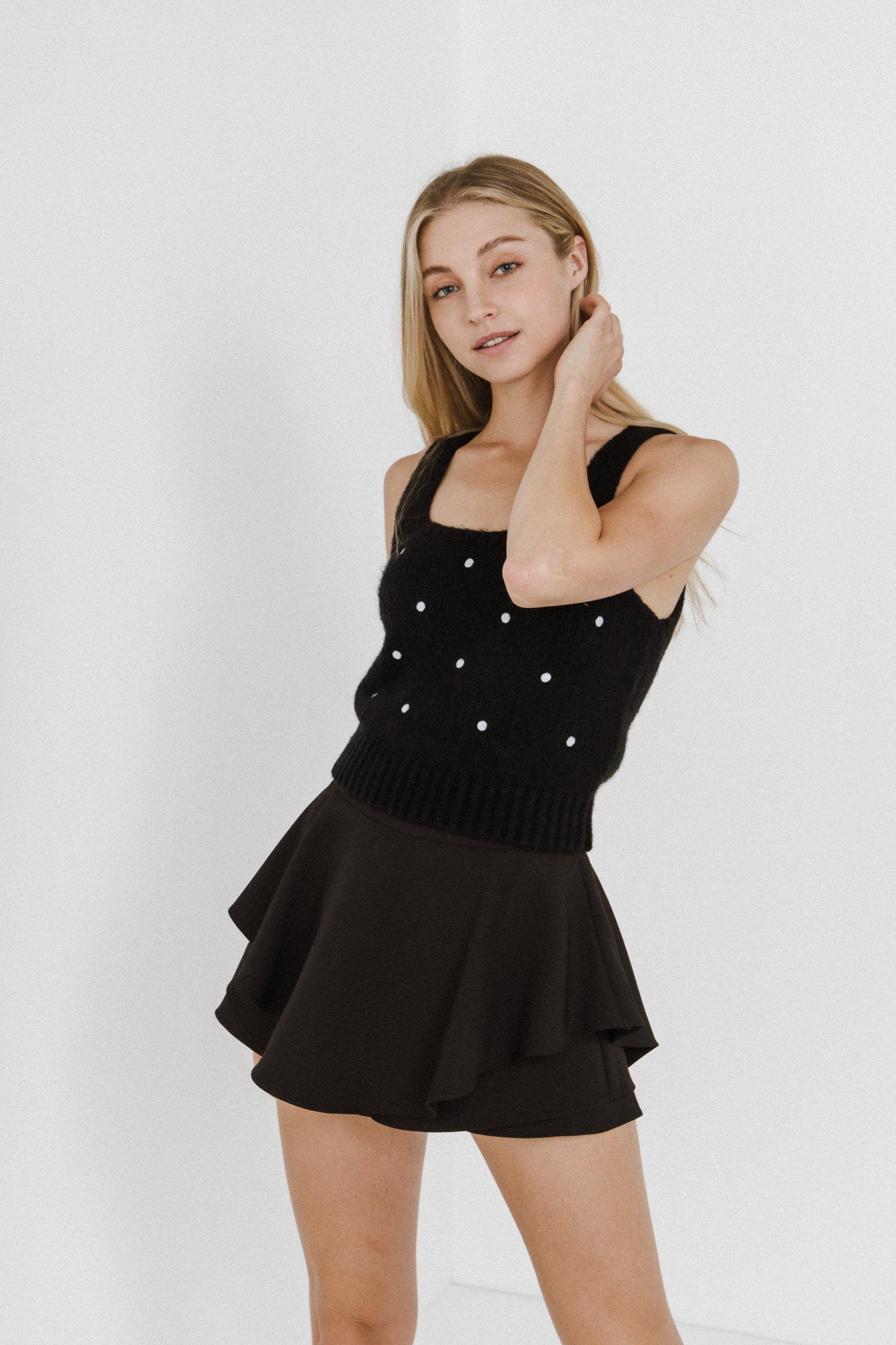 ENGLISH FACTORY - Dot Sweater Tank Top - TOPS available at Objectrare