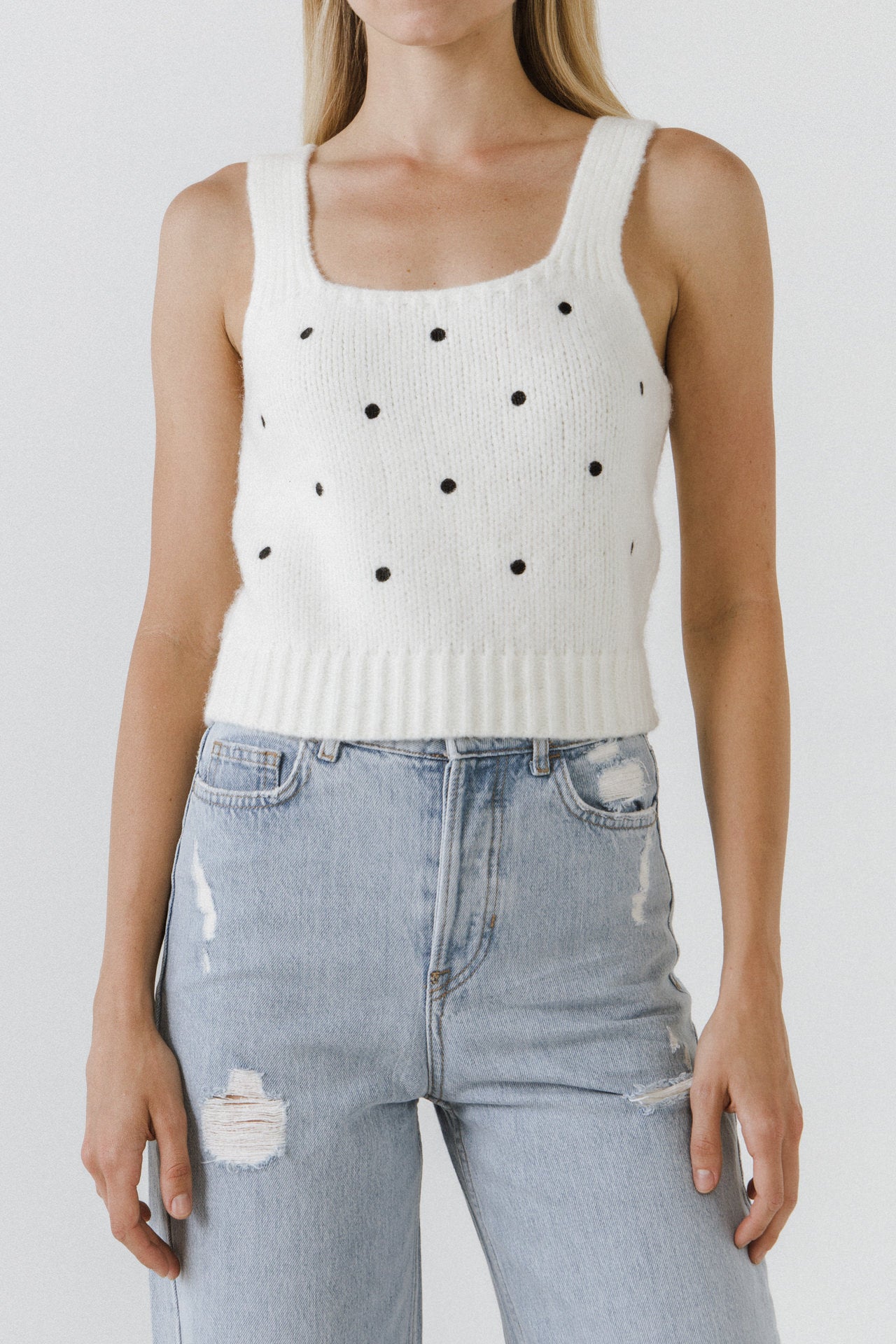 ENGLISH FACTORY - Dot Sweater Tank Top - TOPS available at Objectrare