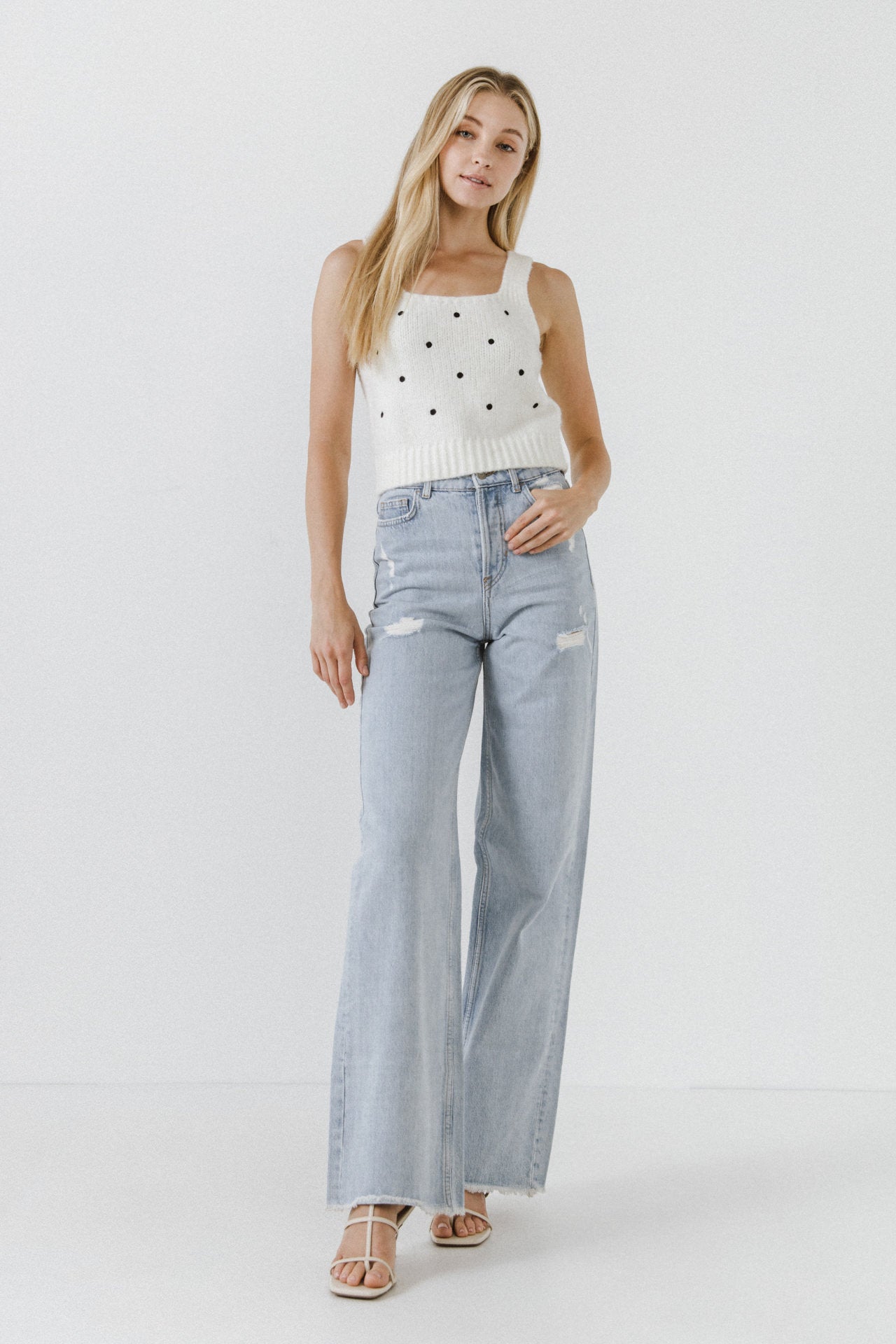 ENGLISH FACTORY - Dot Sweater Tank Top - TOPS available at Objectrare