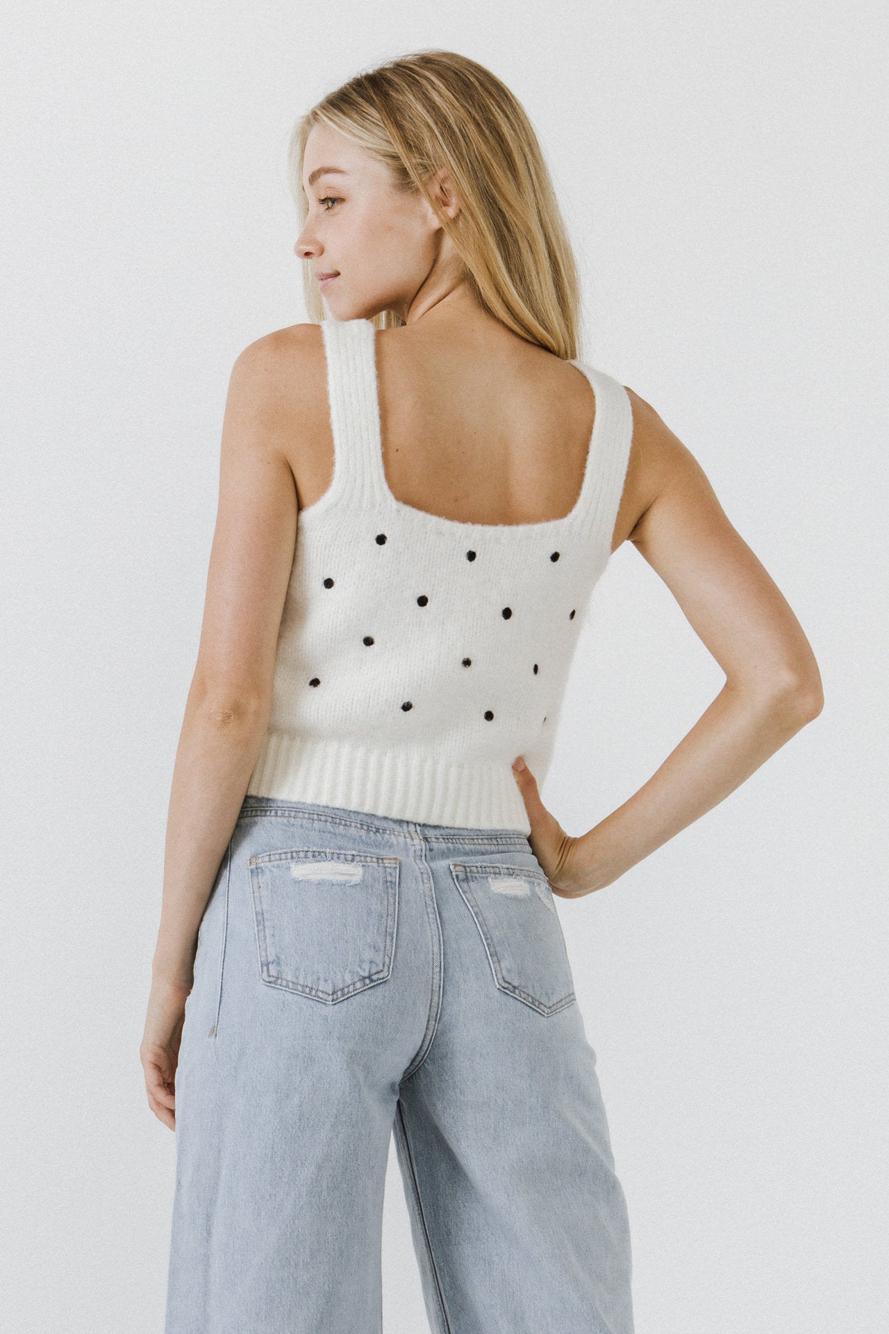 ENGLISH FACTORY - Dot Sweater Tank Top - TOPS available at Objectrare