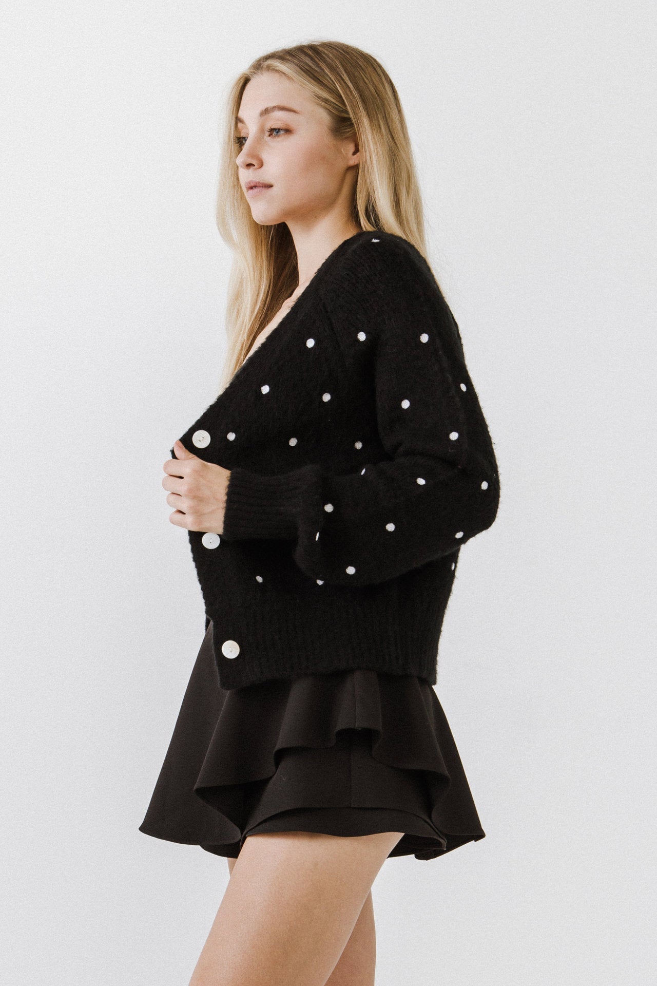 ENGLISH FACTORY - Dot Embroidered Cardigan - SWEATERS & KNITS available at Objectrare