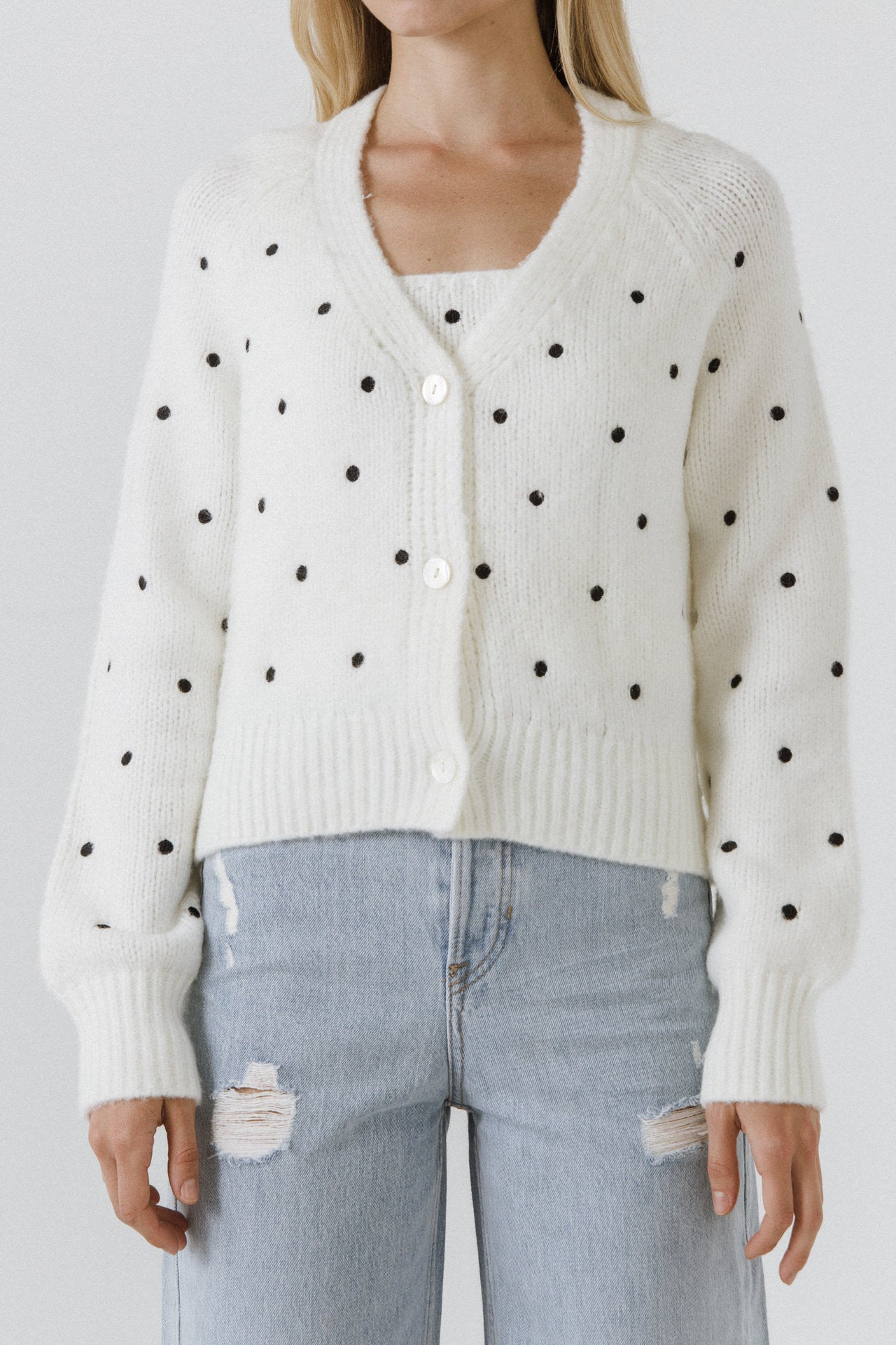 ENGLISH FACTORY - Dot Embroidered Cardigan - SWEATERS & KNITS available at Objectrare