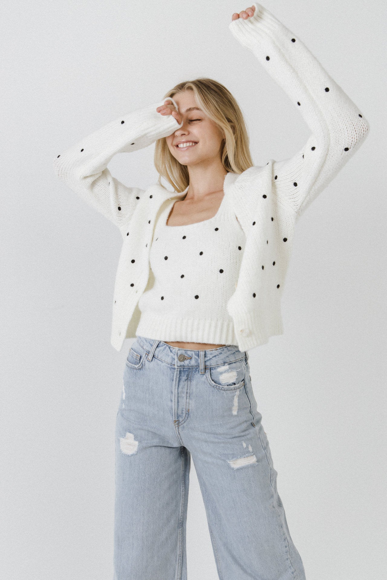 ENGLISH FACTORY - Dot Embroidered Cardigan - SWEATERS & KNITS available at Objectrare